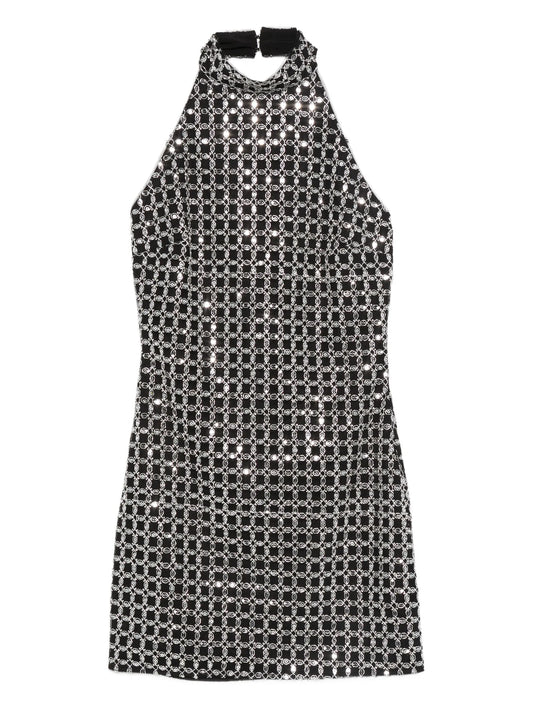 halterneck metallic-embellished dress