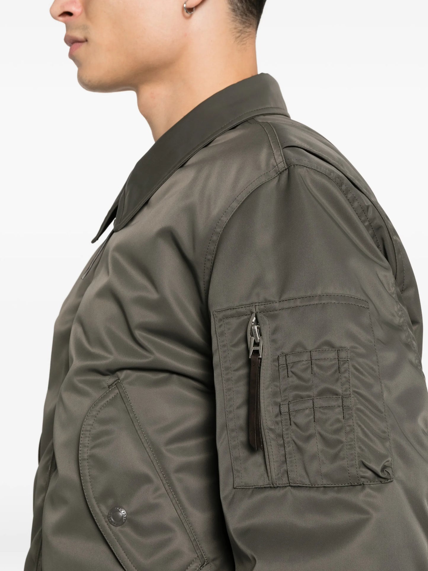 zip-up collared bomber jacket