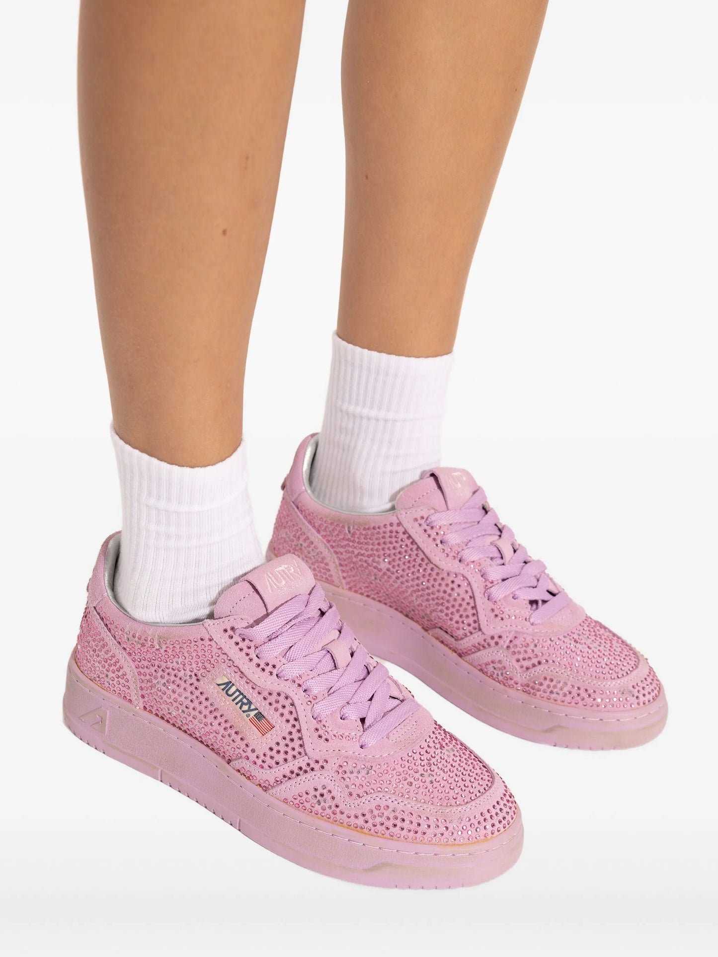 suede crustal-embellished sneakers