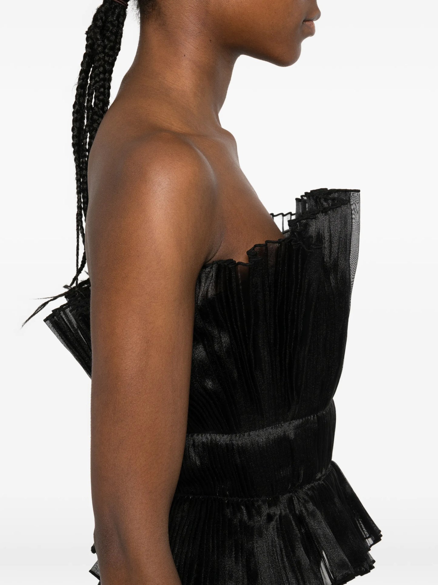 ruffled pleated midi dress