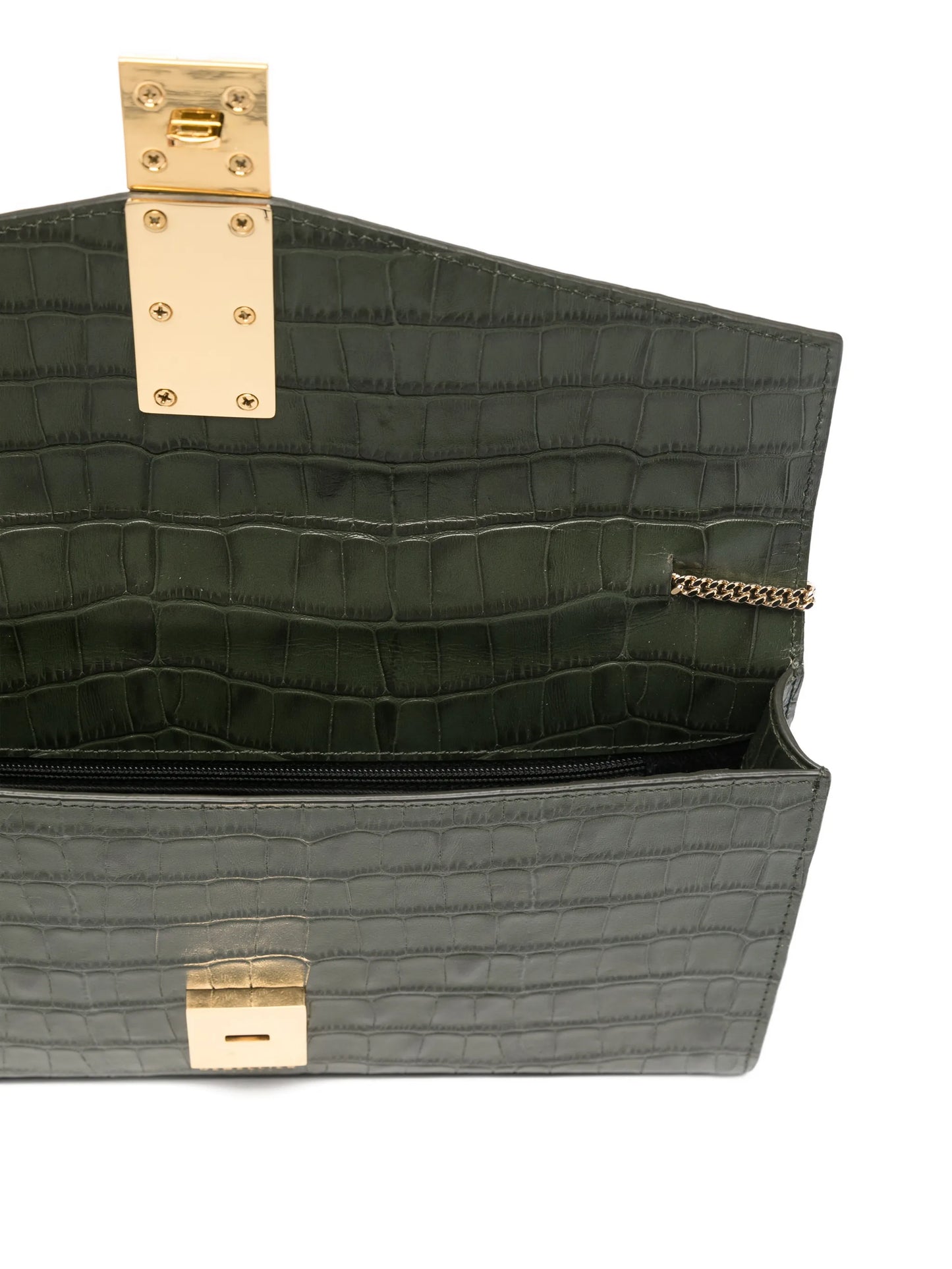 Vancouver crocodile-effect clutch bag