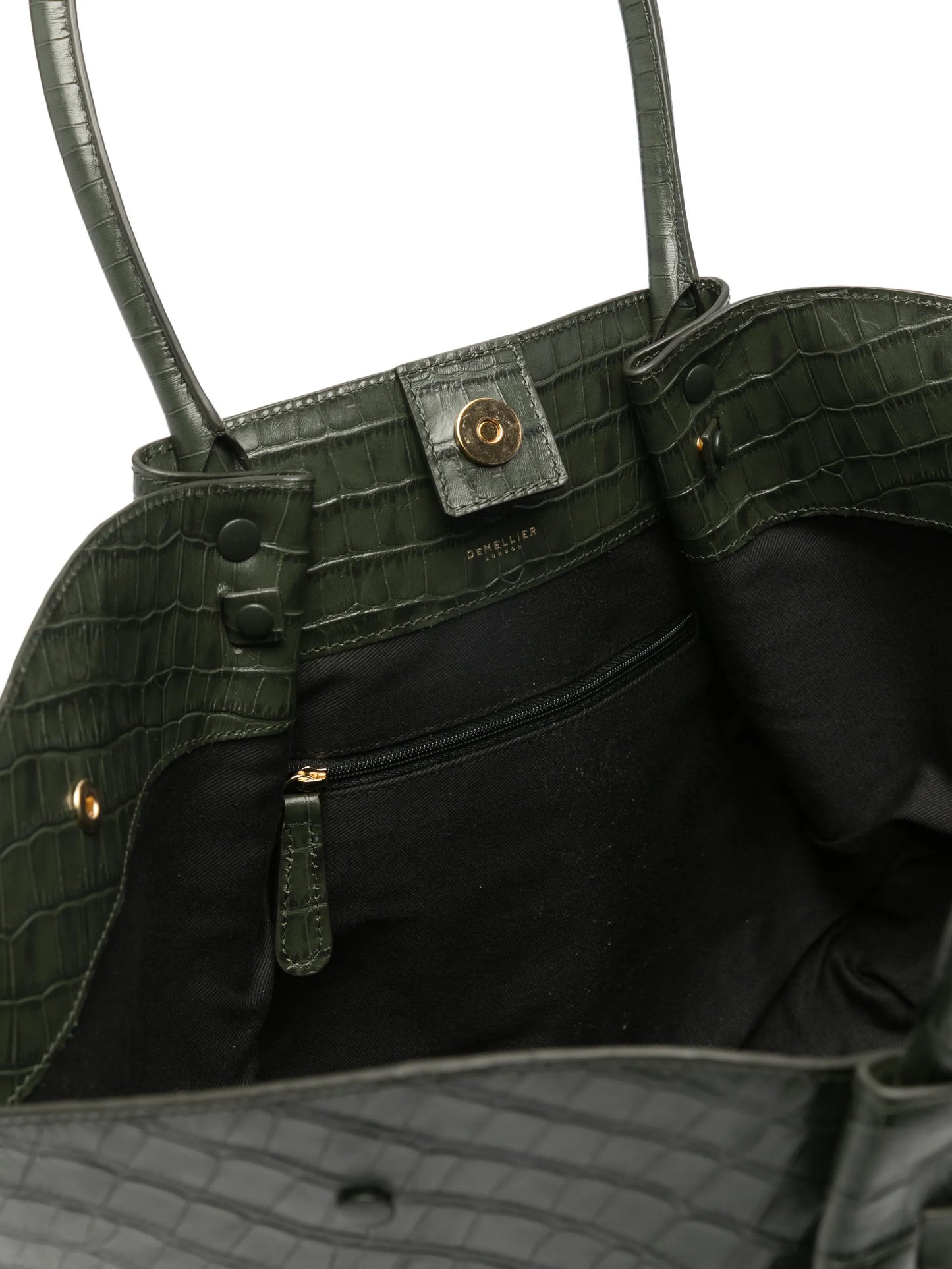 crocodile-embossed leather shoulder bag