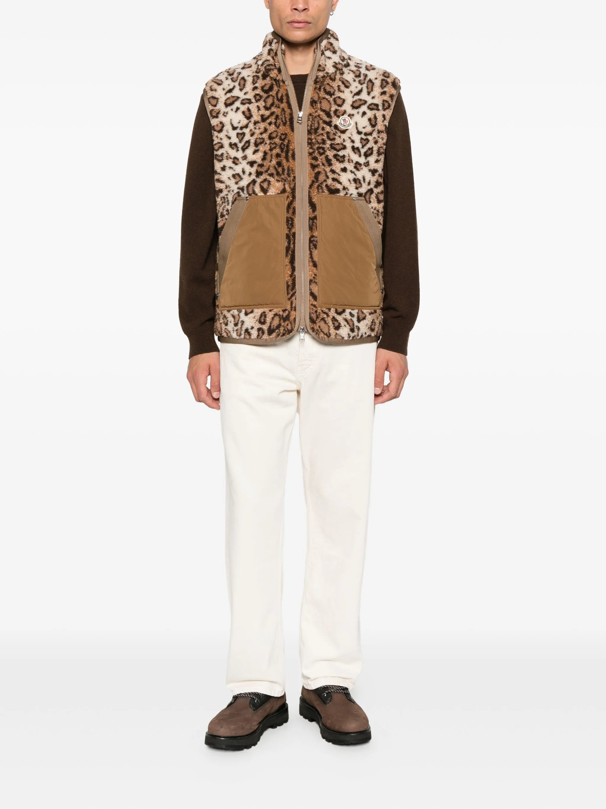 animal-print gilet
