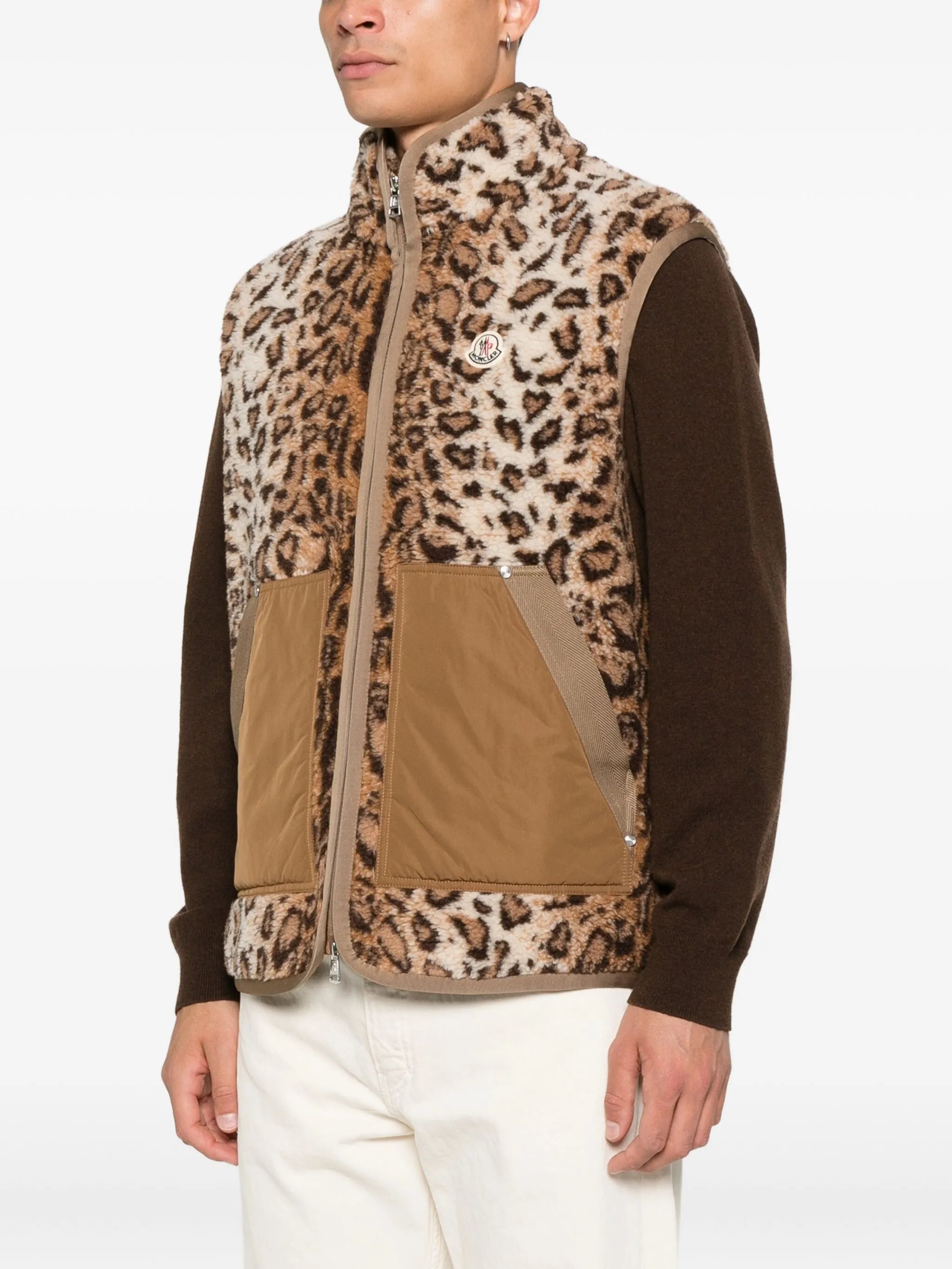 animal-print gilet