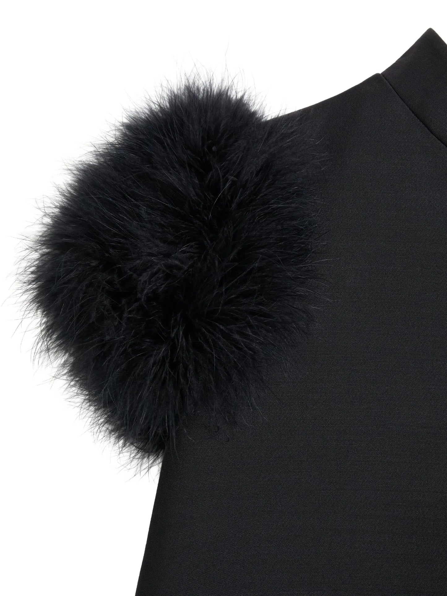 Crepe Couture feather mini dress
