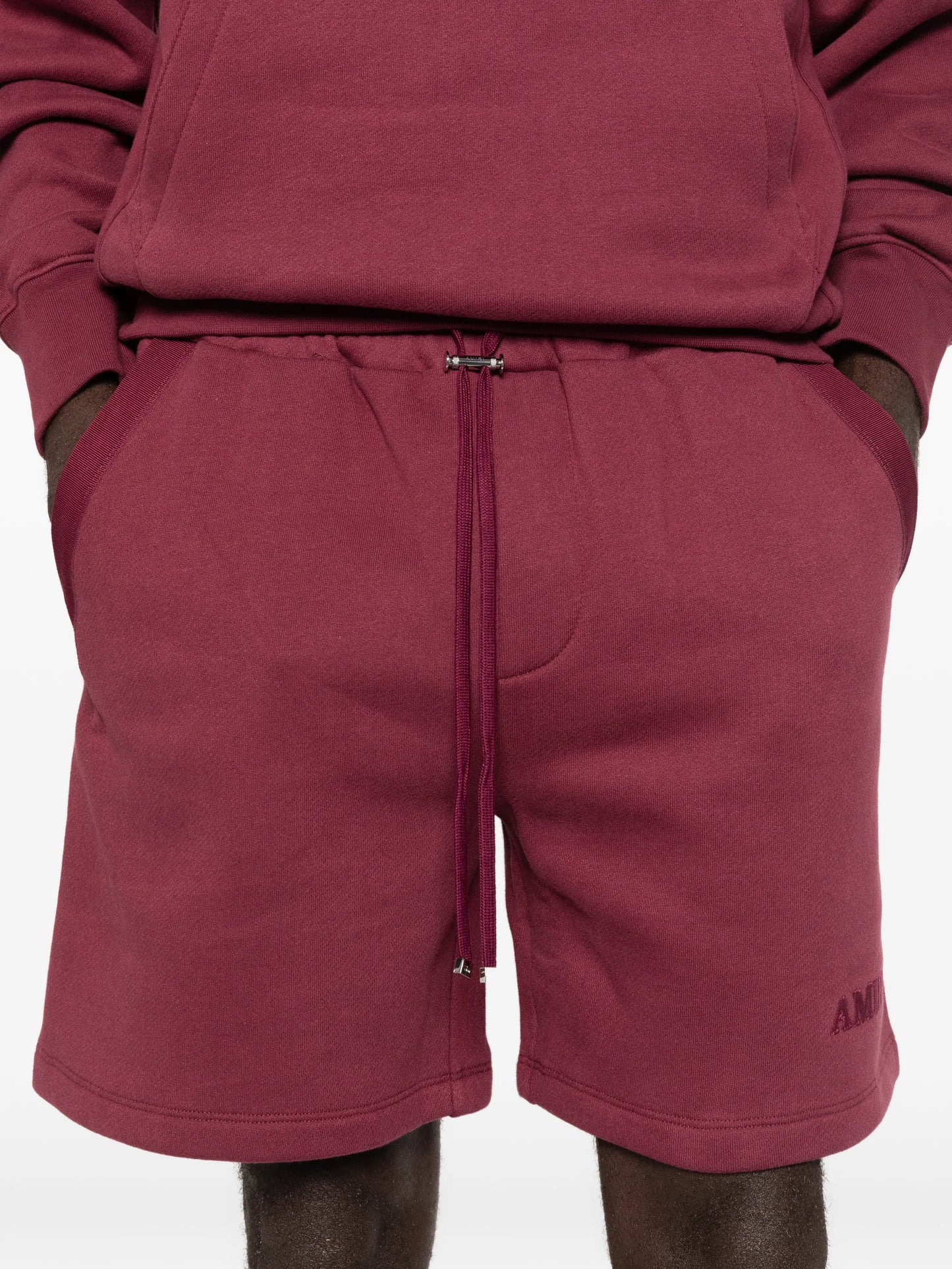 drawstring logo-embroidery track shorts