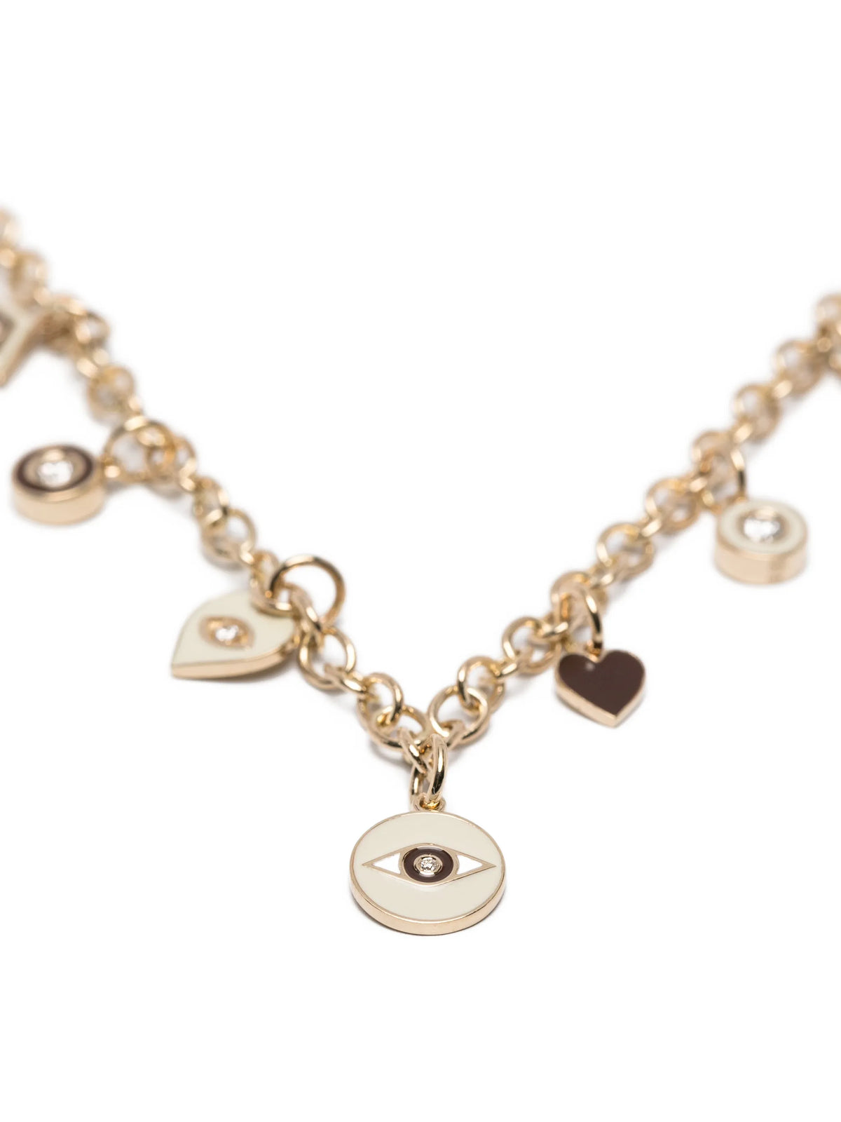 diamond enamel charm necklace
