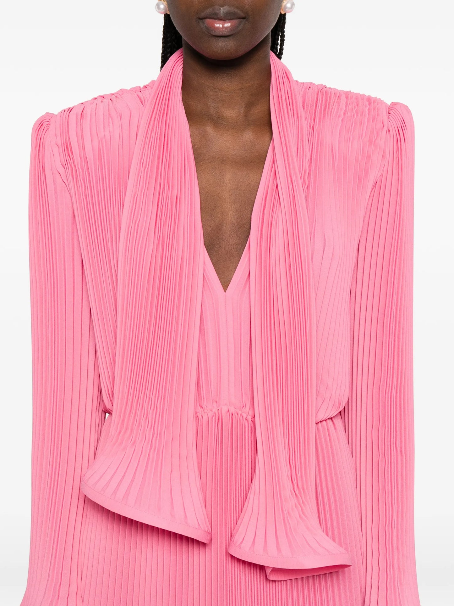 pleated scarf midi dress