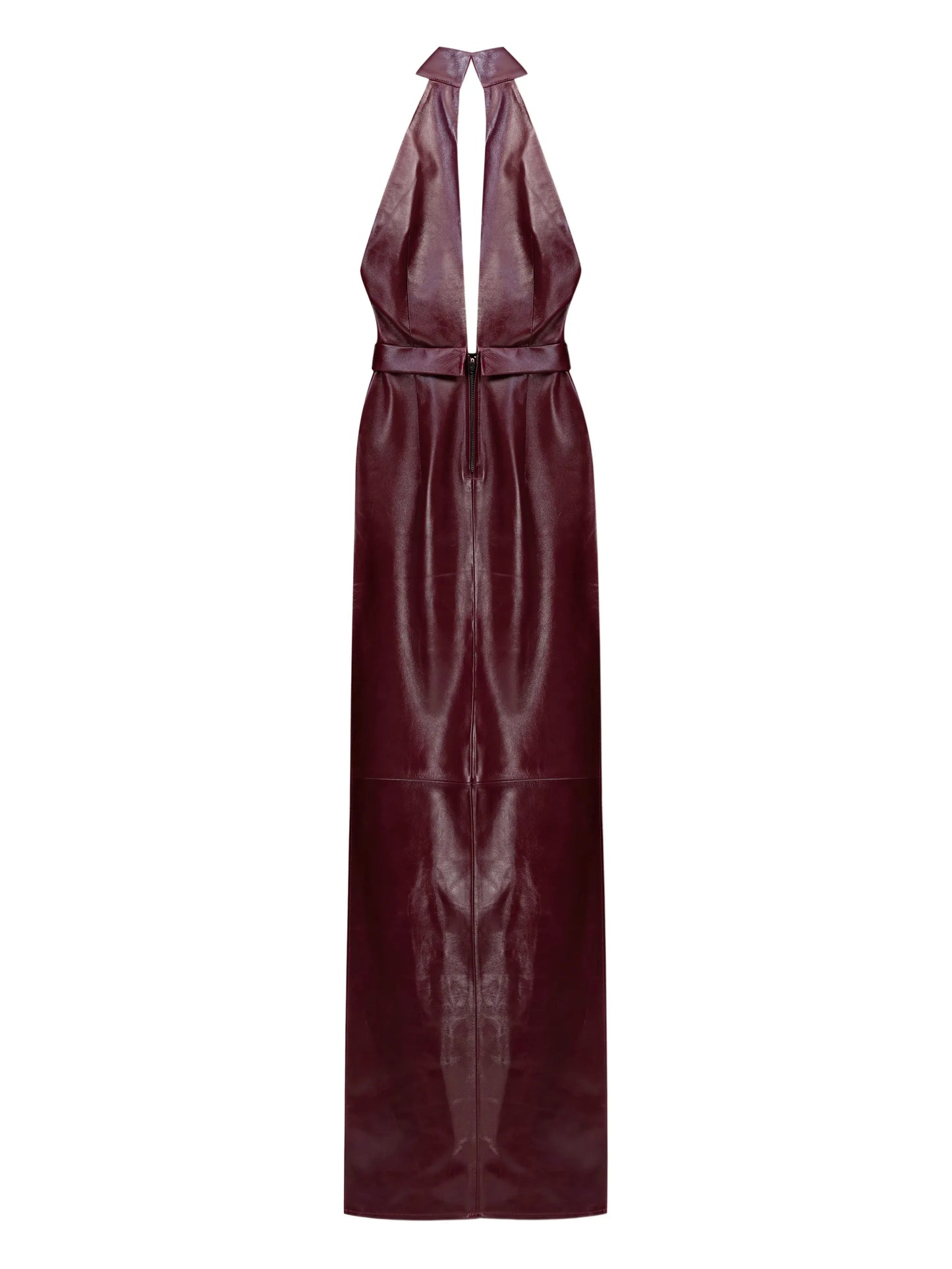 Nessa halterneck leather maxi dress