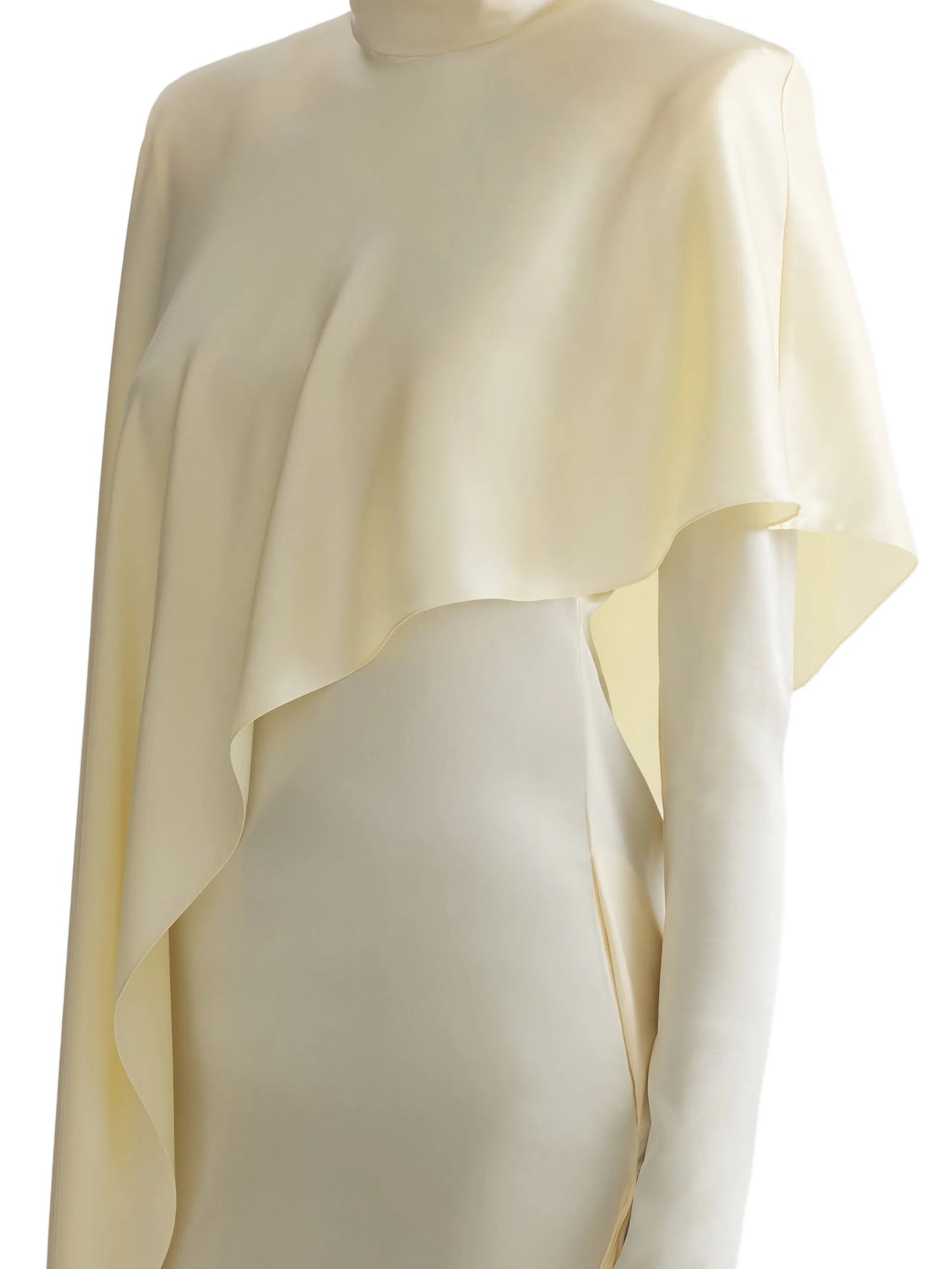 draped high-neck dress