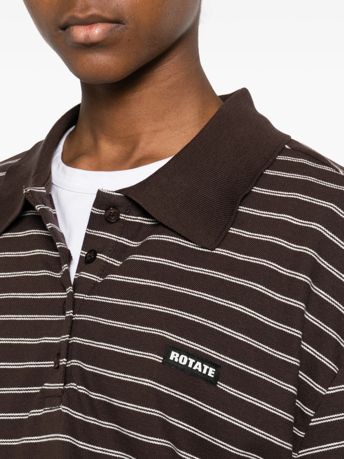 pique longsleeve polo shirt in brown