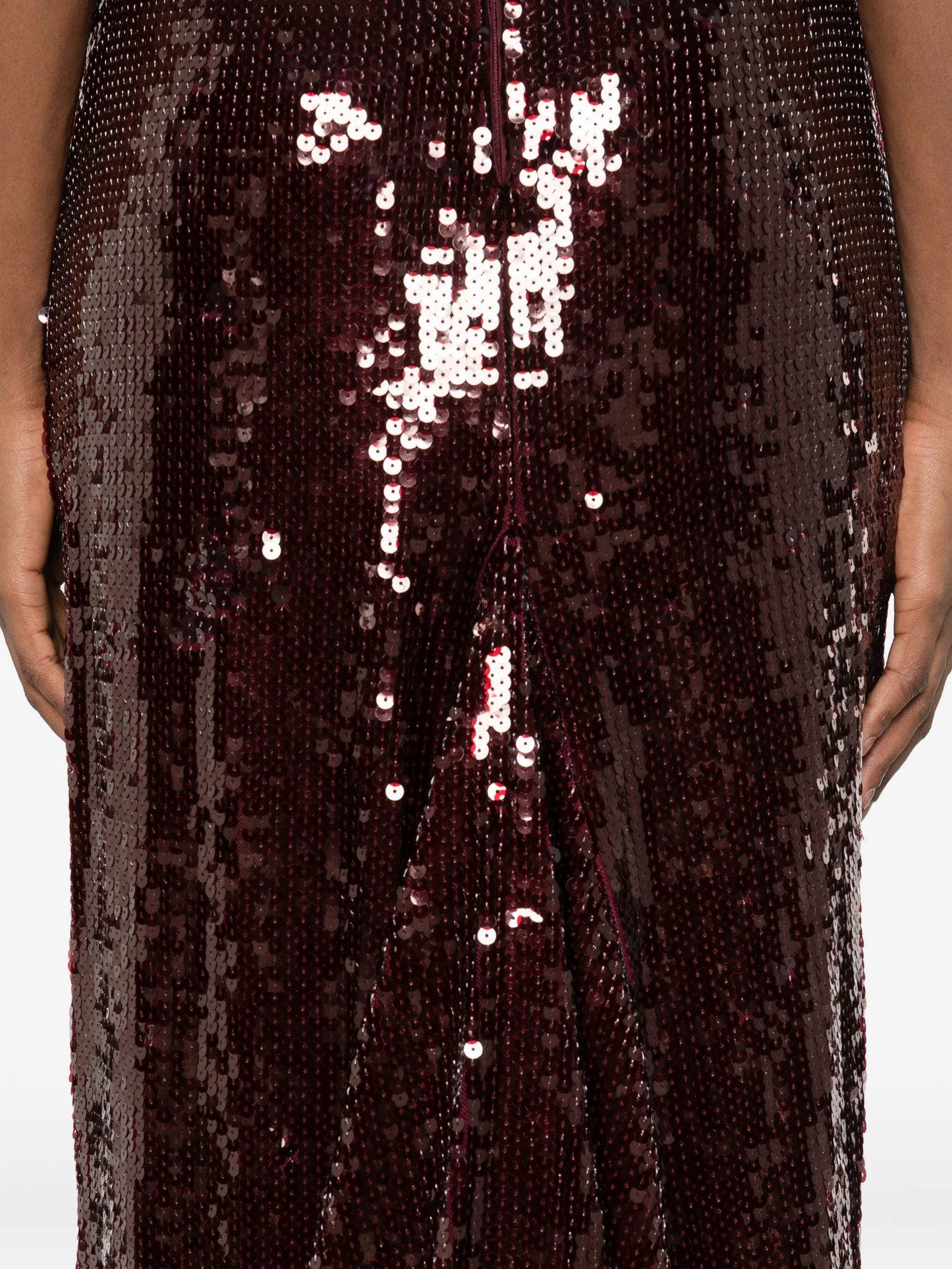 cap-sleeve sequin maxi dress