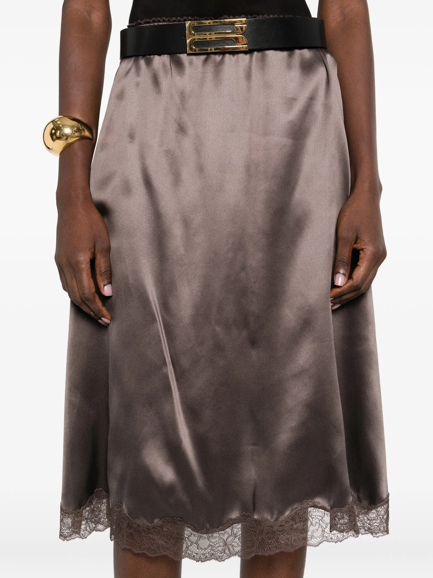 lace-trim midi skirt