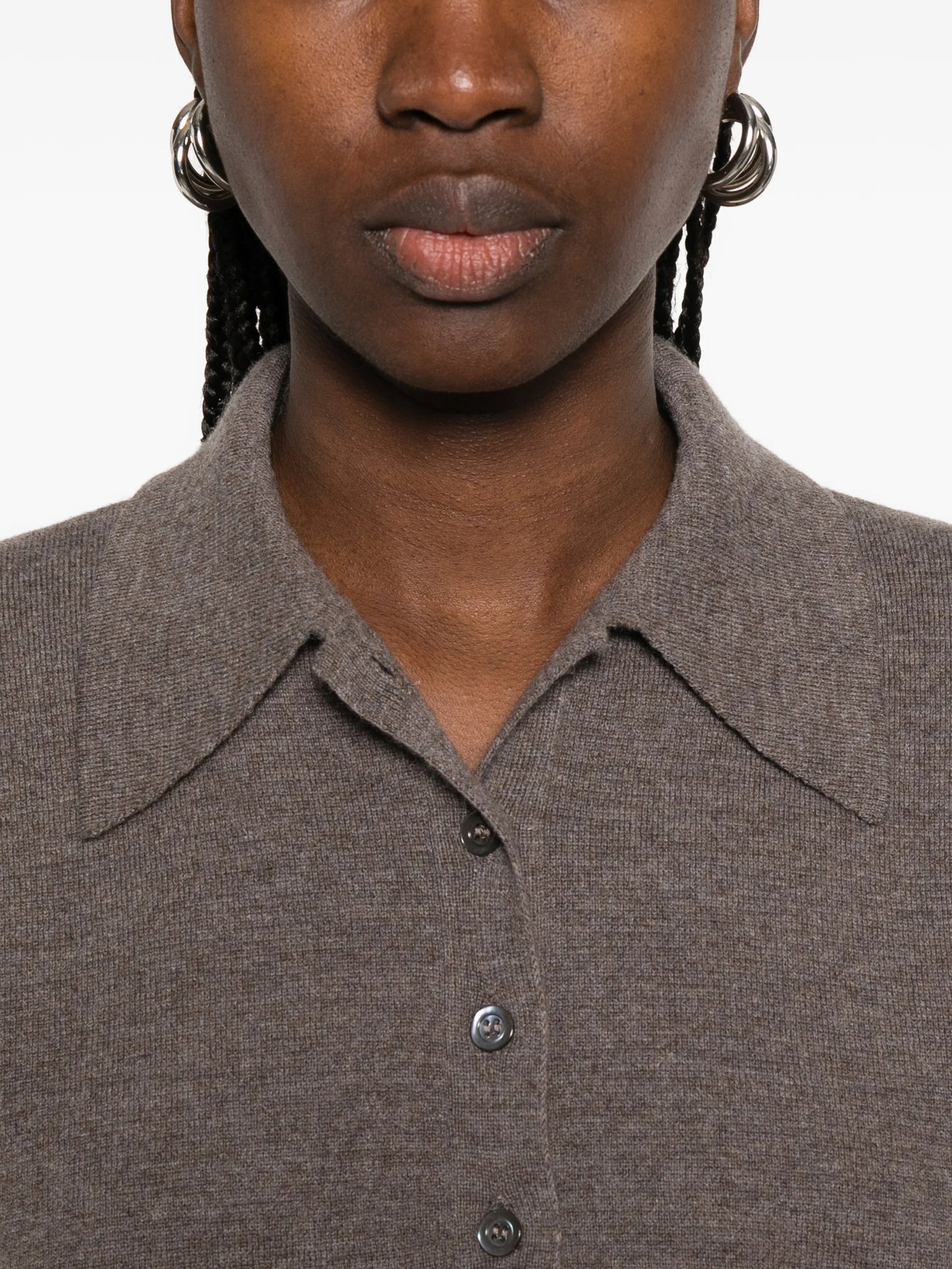 knitted polo-collar sweater