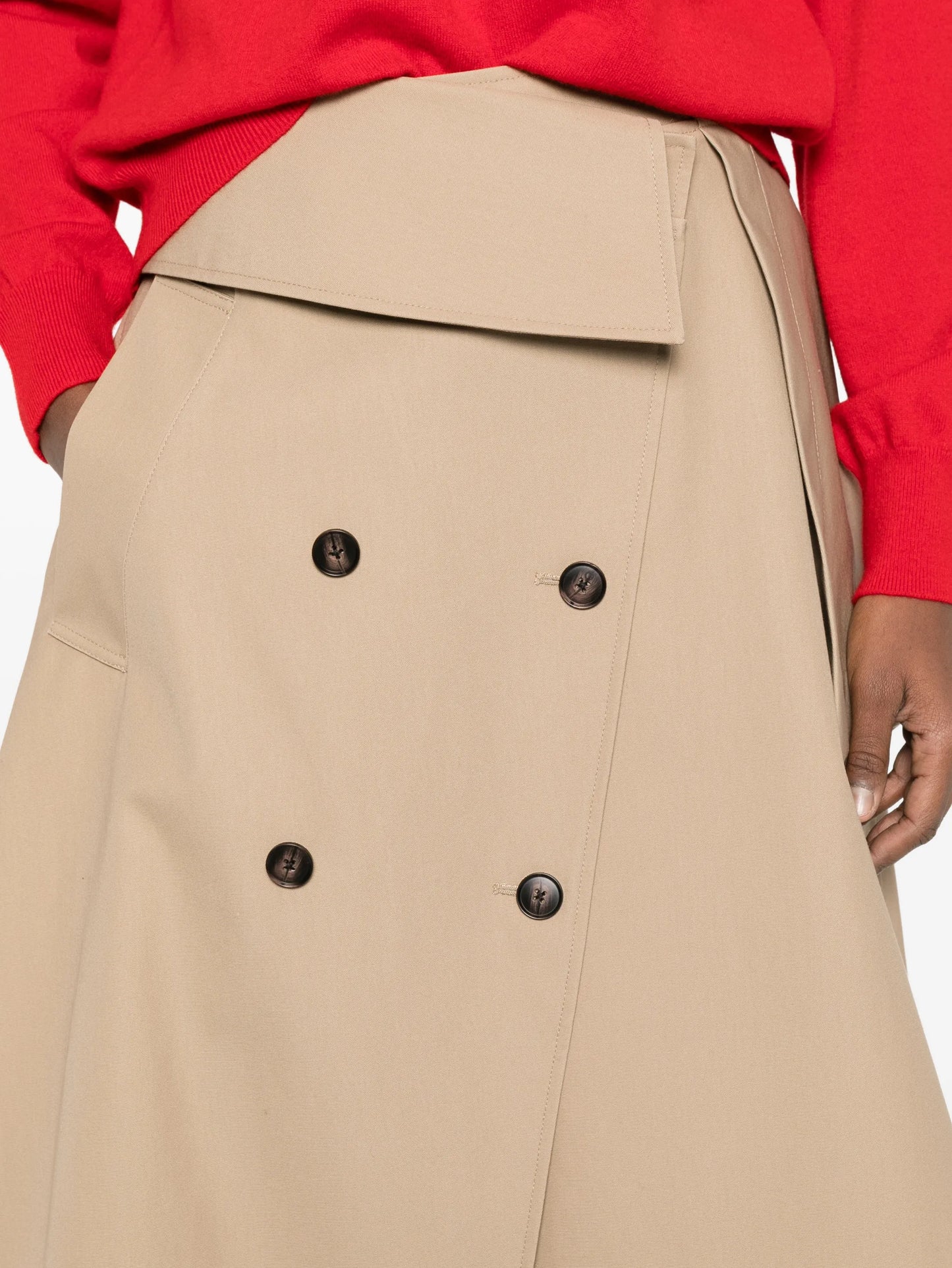 deconstructed double-breasted midi skirt