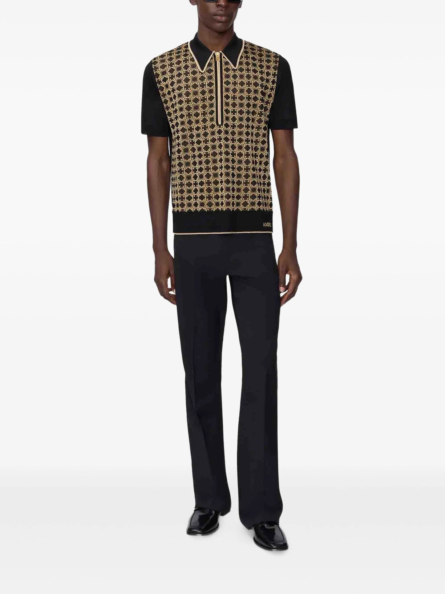 zip detail ribbed T-shirt