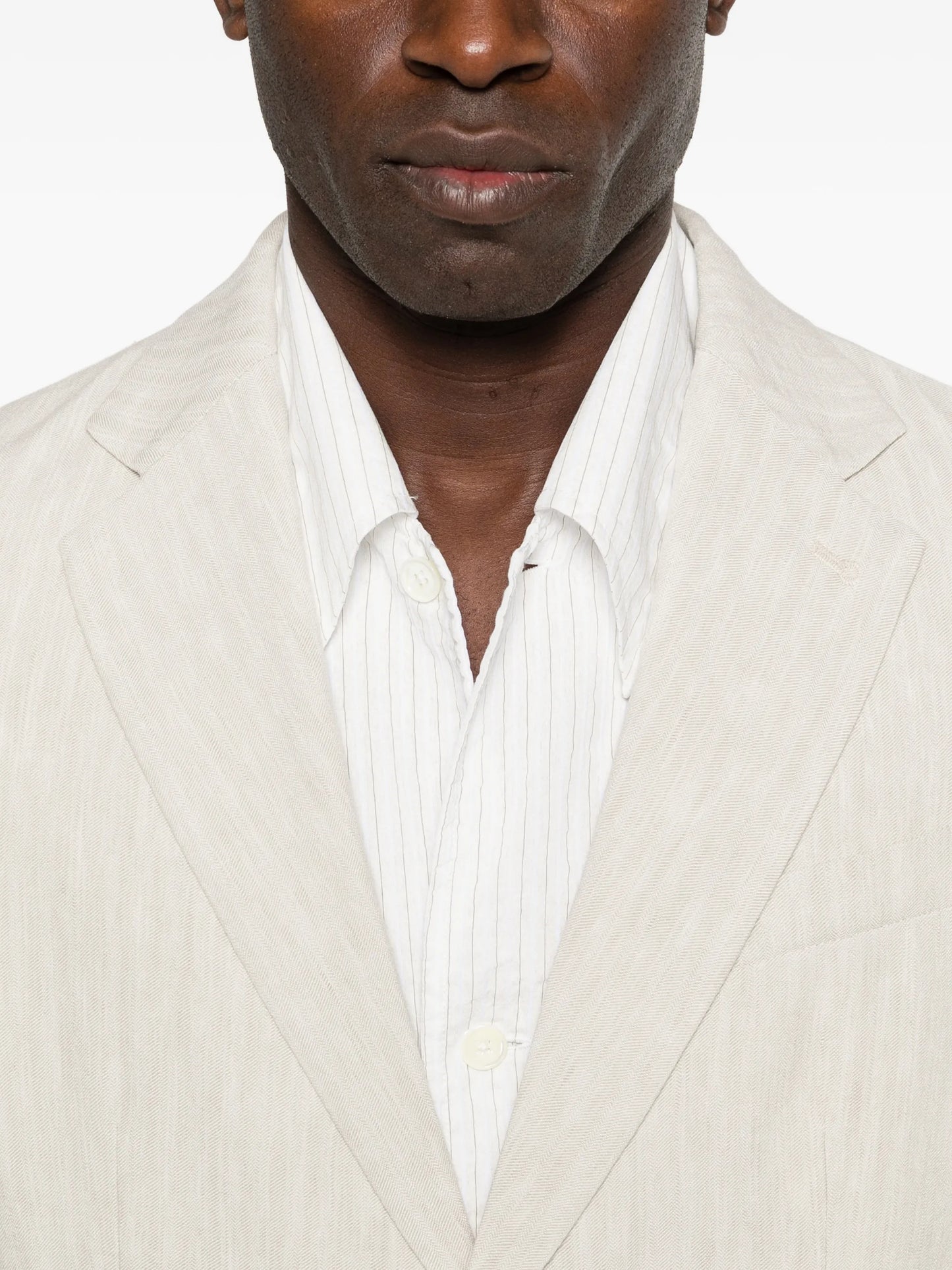 herringbone single-breasted blazer