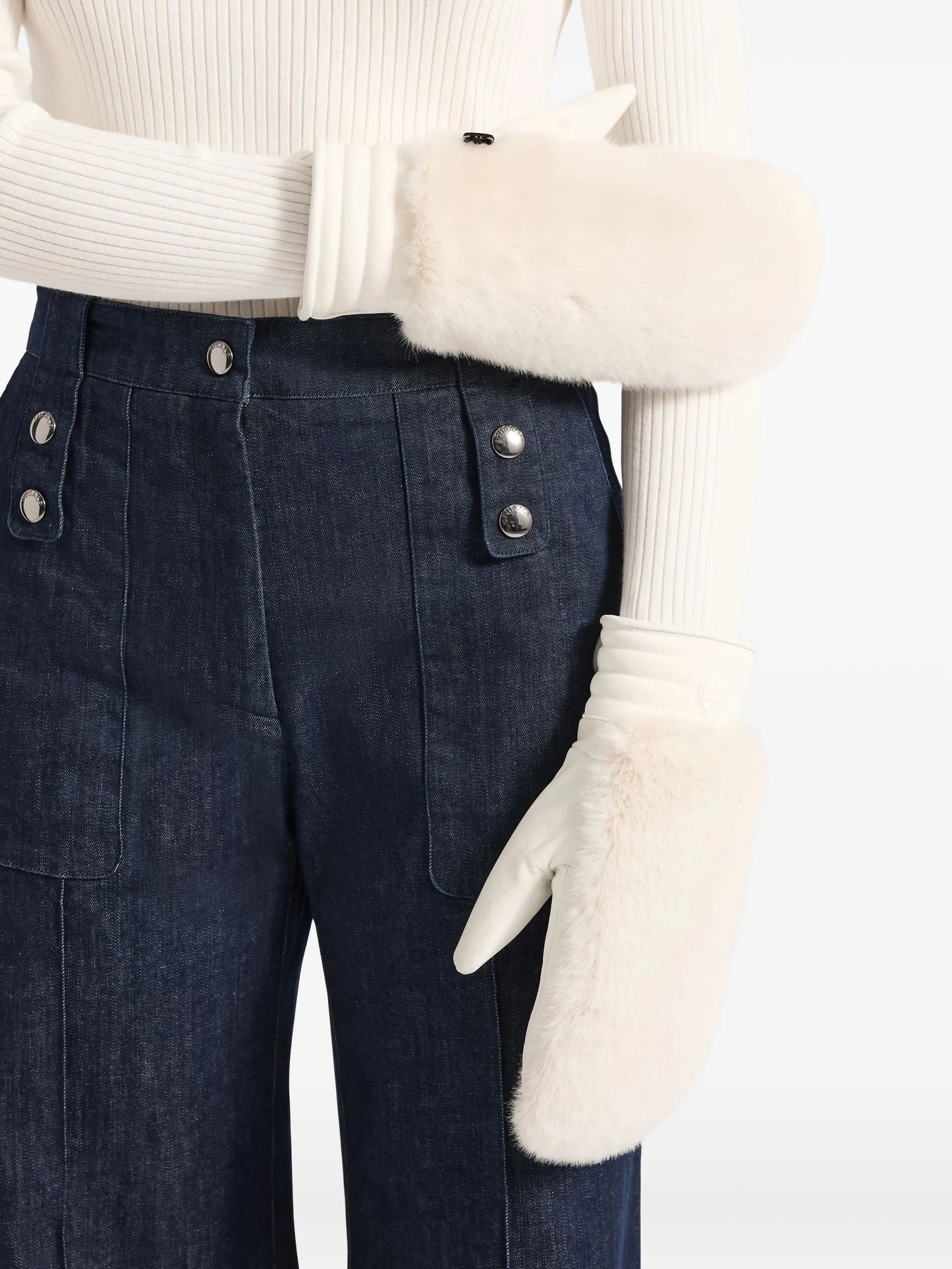 faux-fur ski gloves