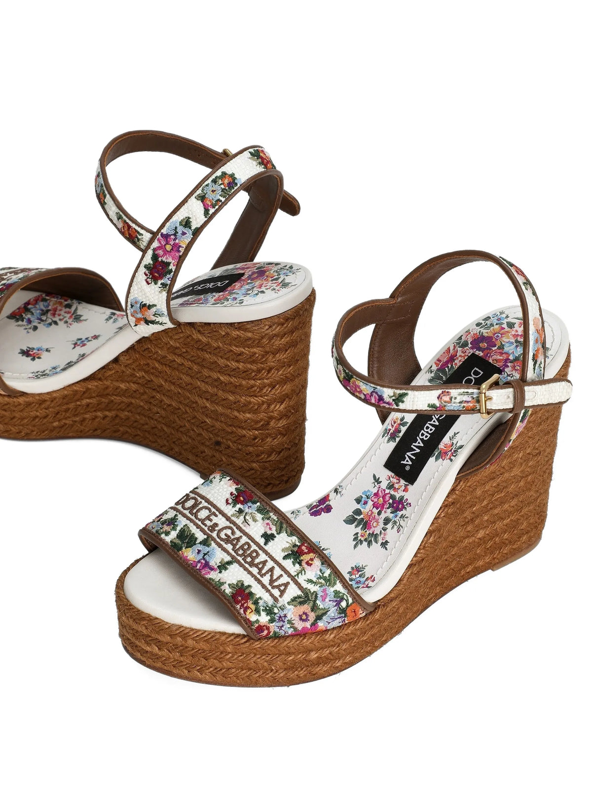 nappa-leather wedge-sandals with embroidery
