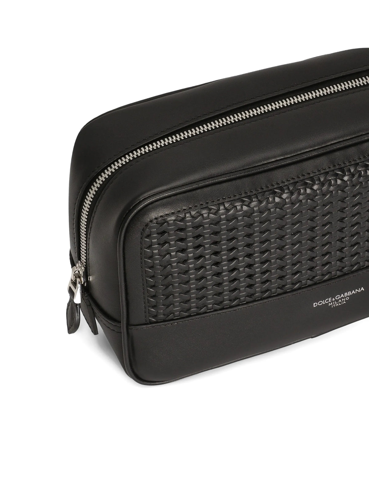 woven-panelled wash bag