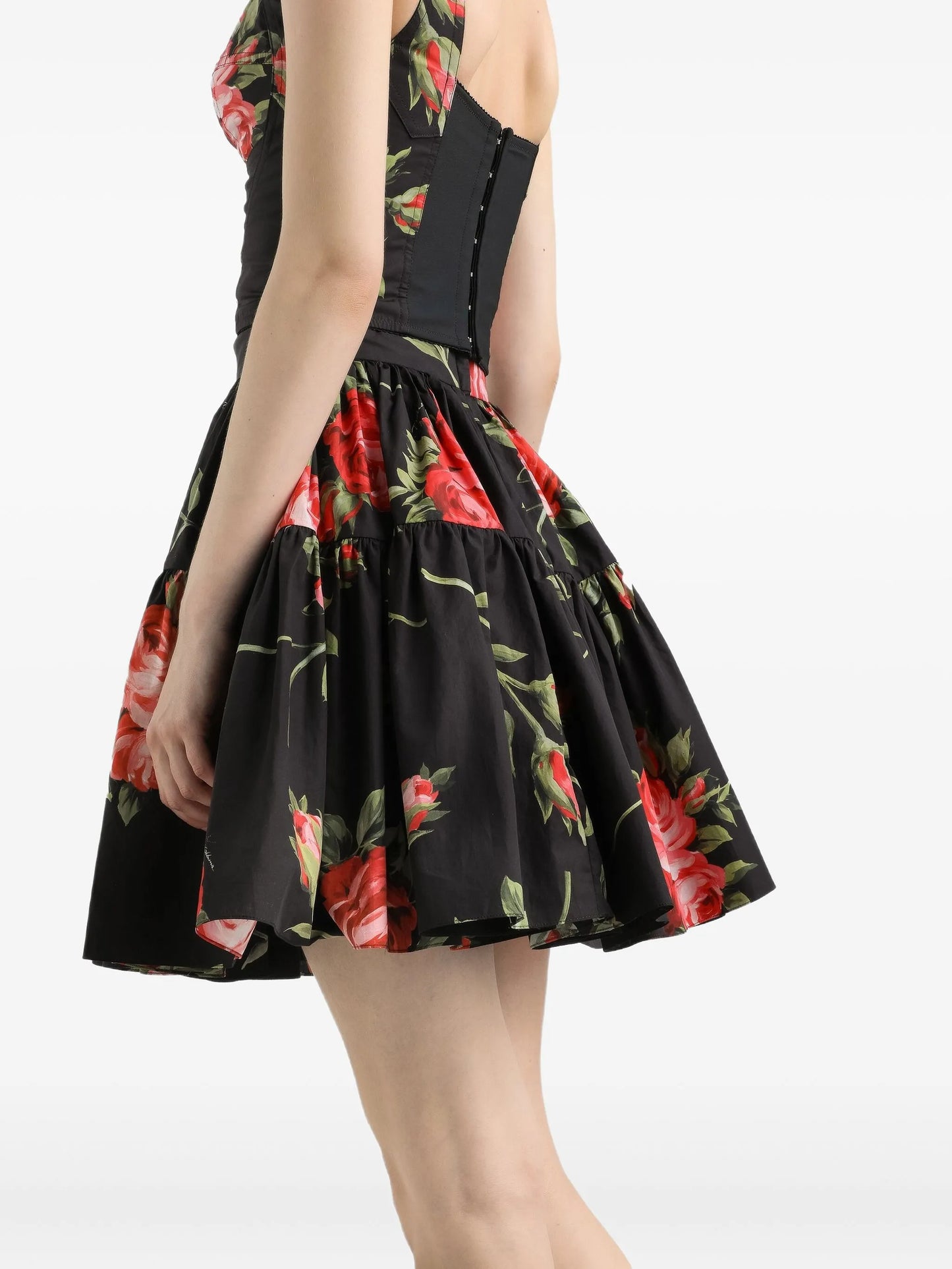tiered floral mini skirt