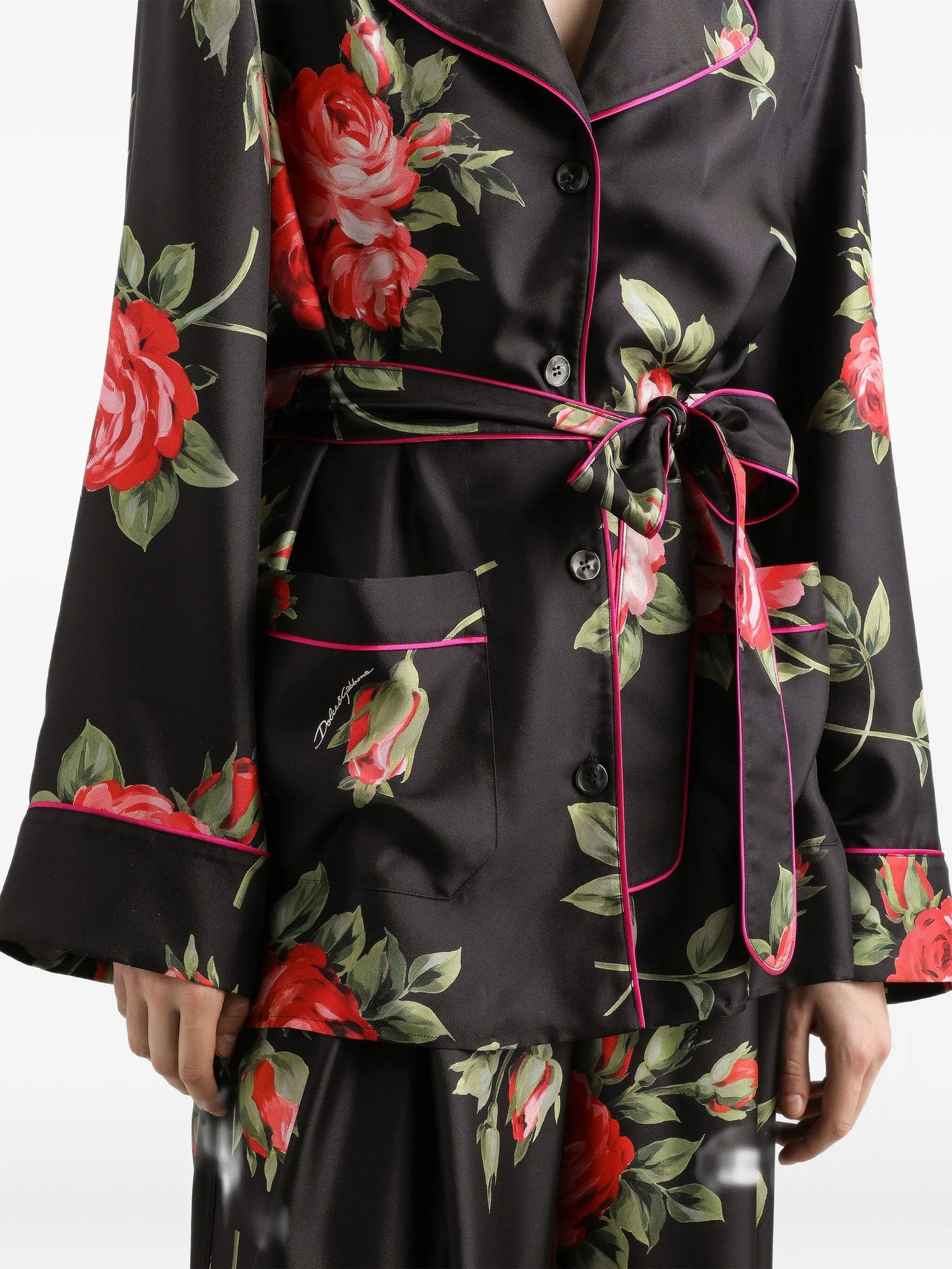 floral-print belted blouse