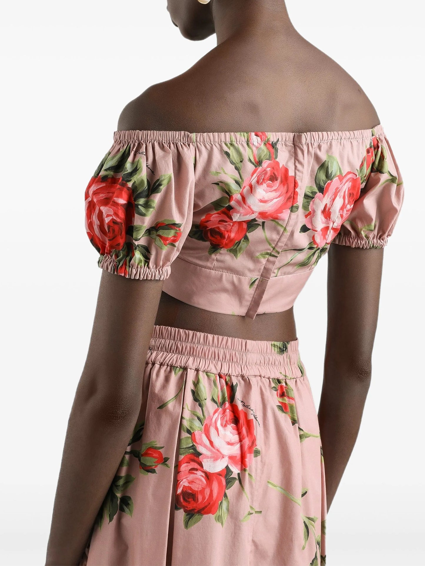 balloon sleeves floral crop top