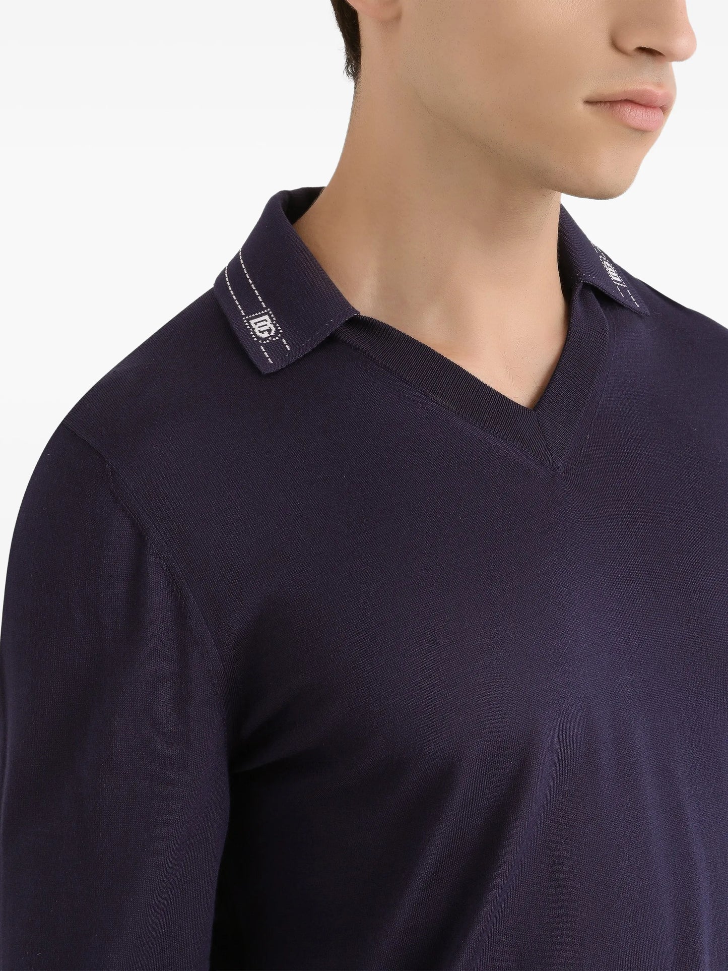 V-neck logo-embroidered top