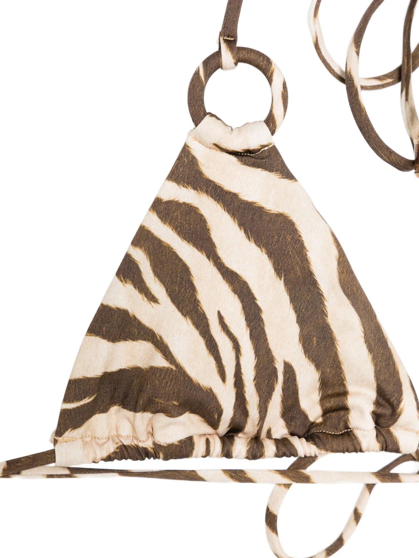 Wanderlust ring-tie zebra-pattern bikini
