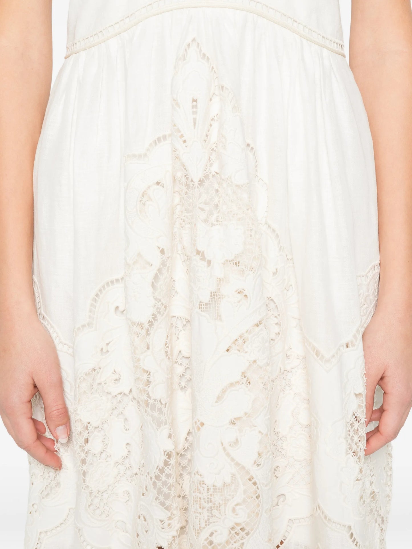 Daylight waisted lace maxi dress