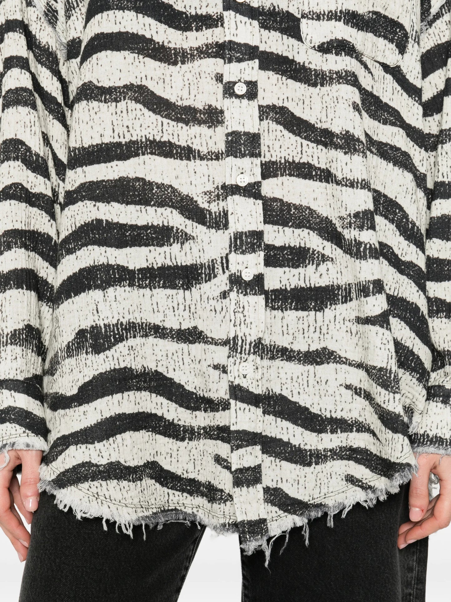zebra frayed shirt