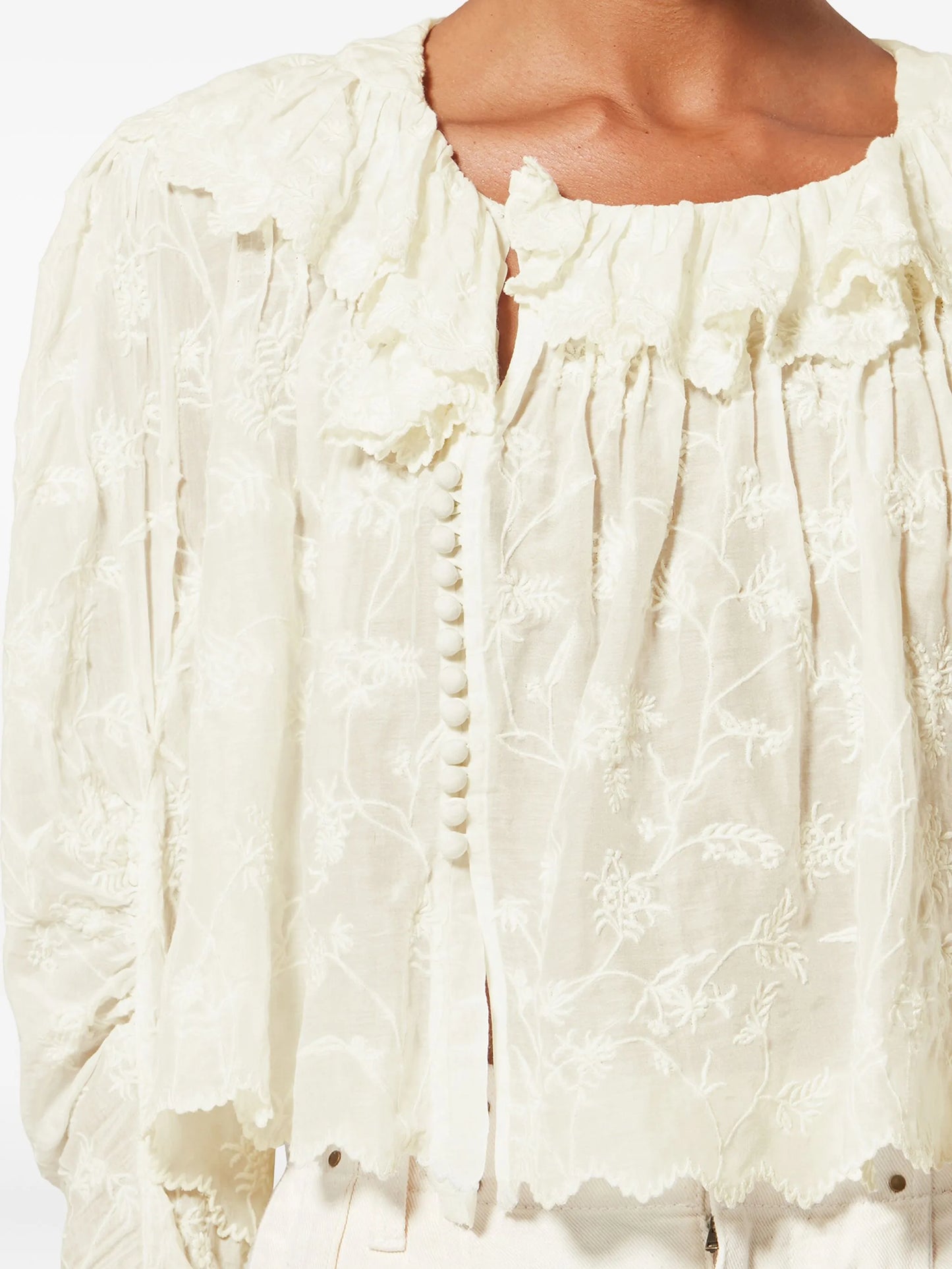 Zelly ruffled embroidered blouse
