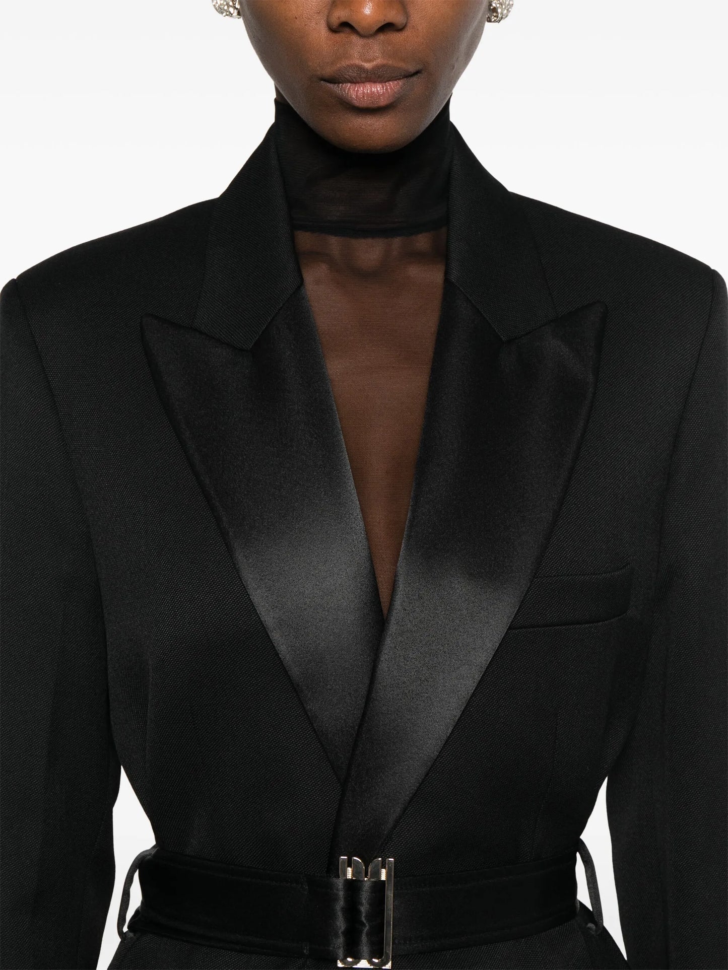 shawl-lapel slit coat