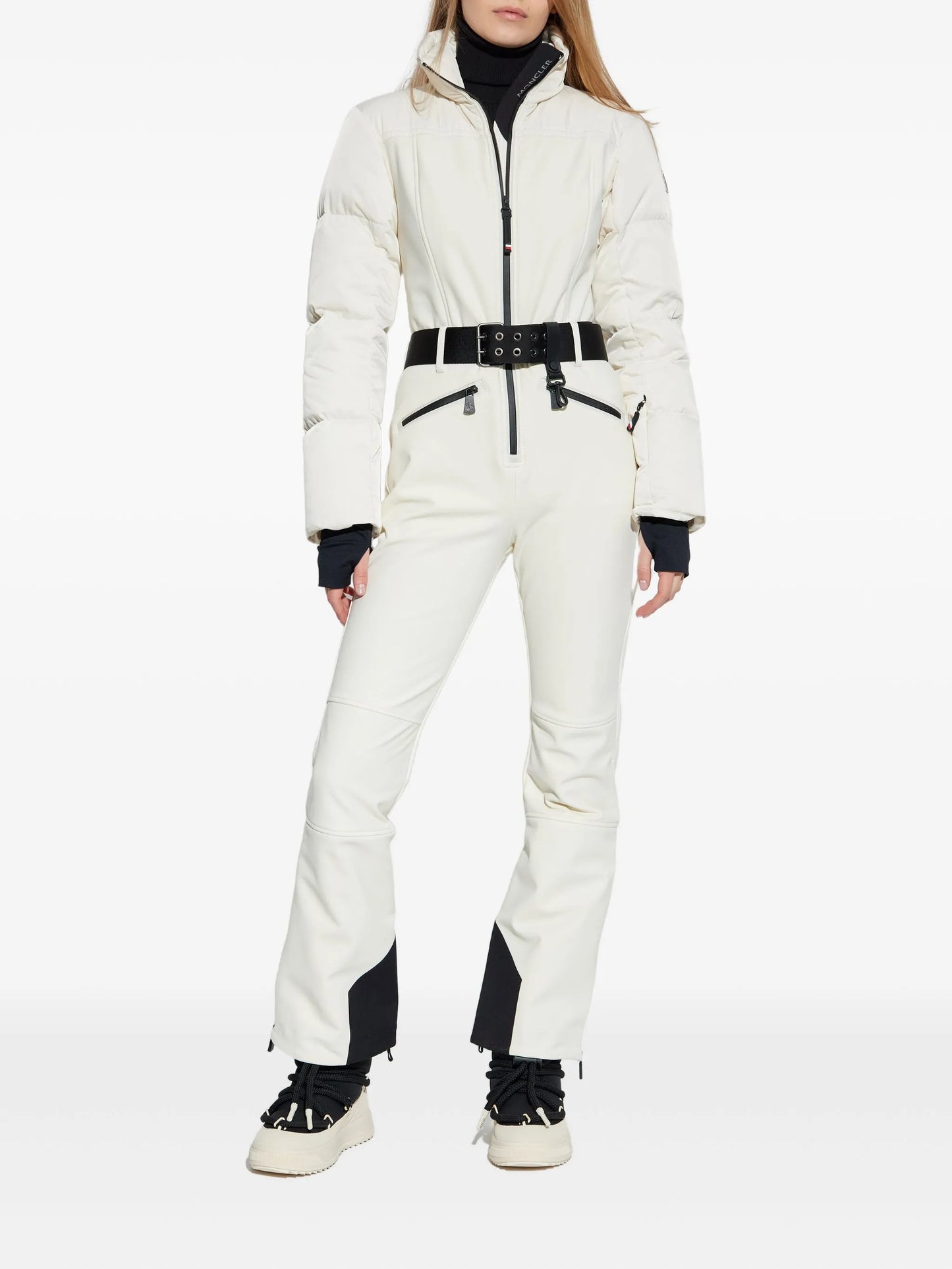 belted ski suit