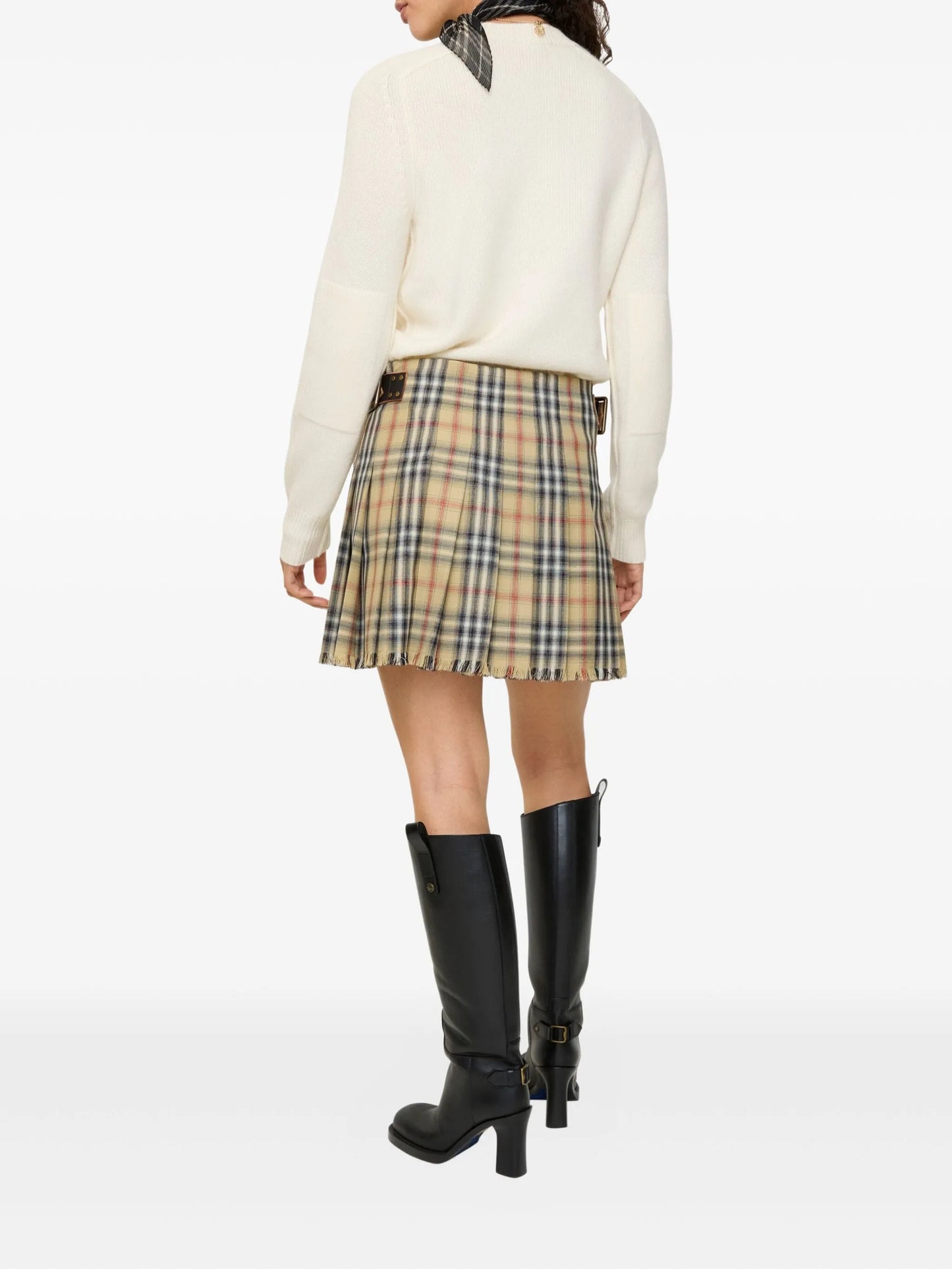 check-fringed mini kilt