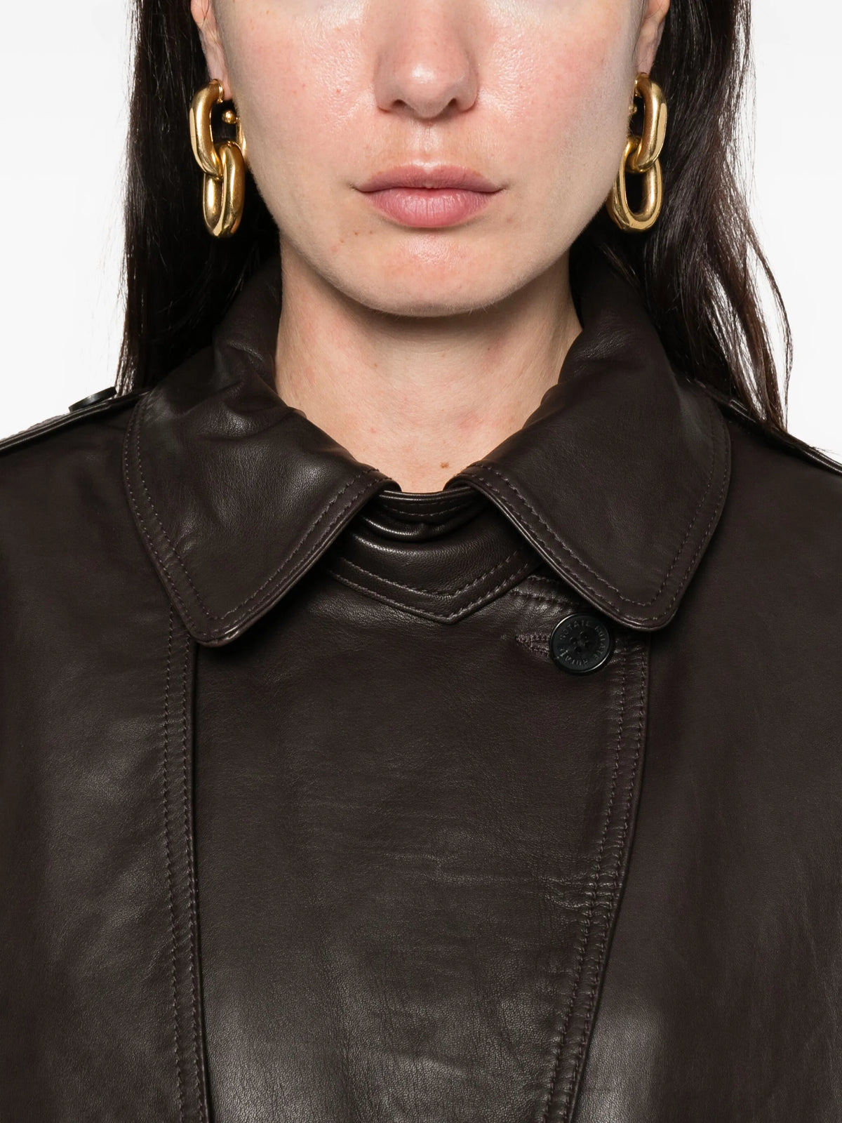 biker leather jacket dark brown