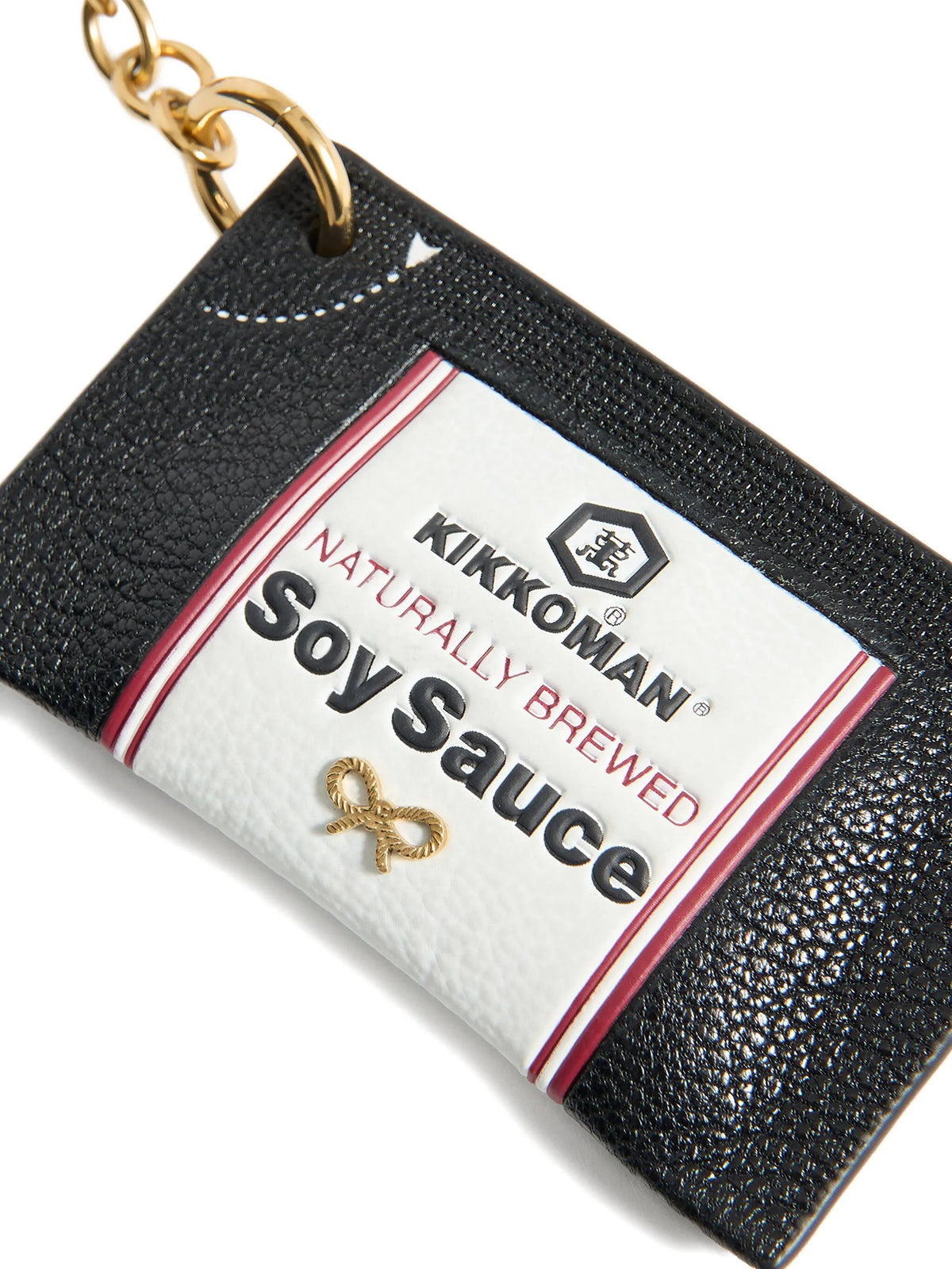 Kikkoman capra leather charm in black