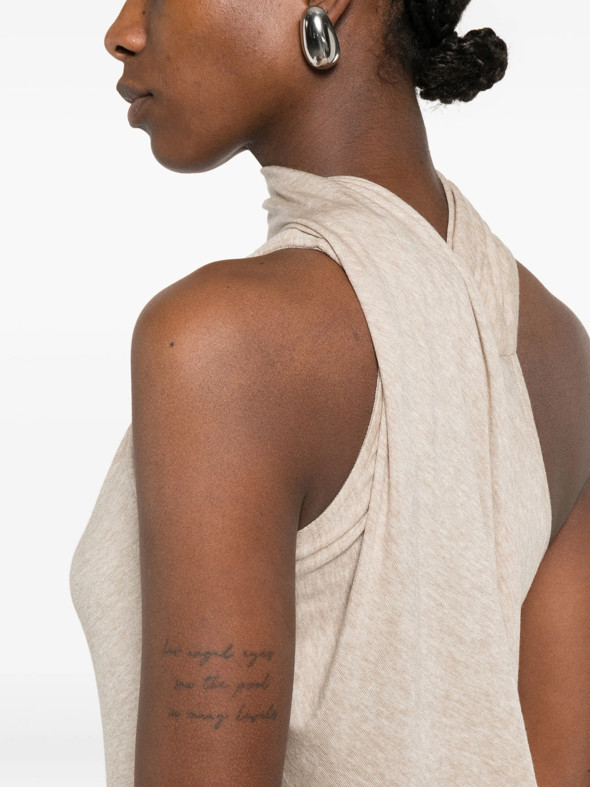 sleeveless dalters dress in fawn