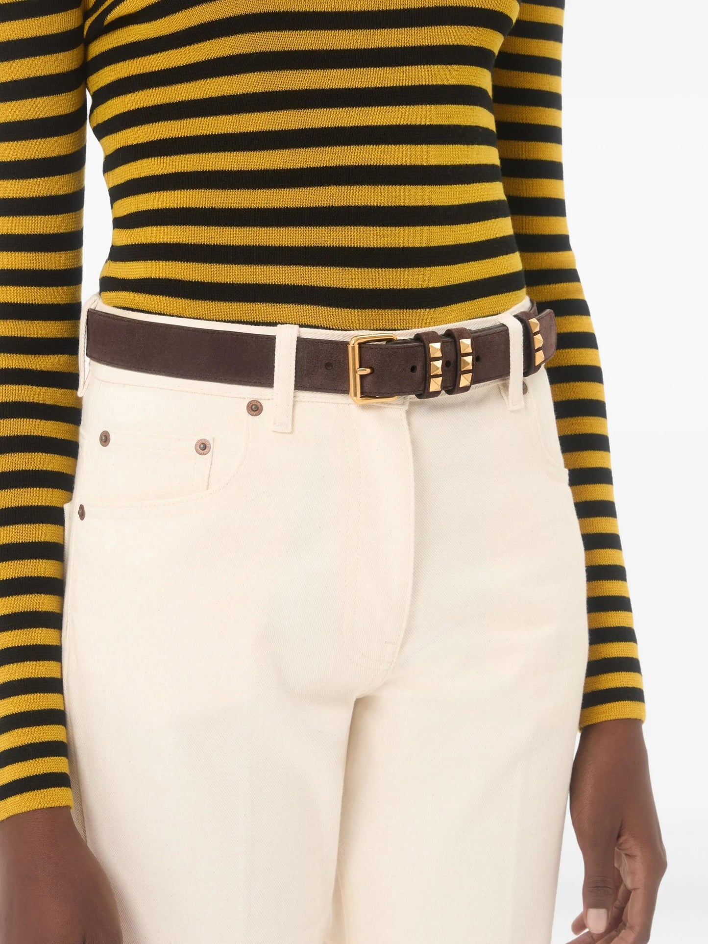 Rockstud-embellished suede belt