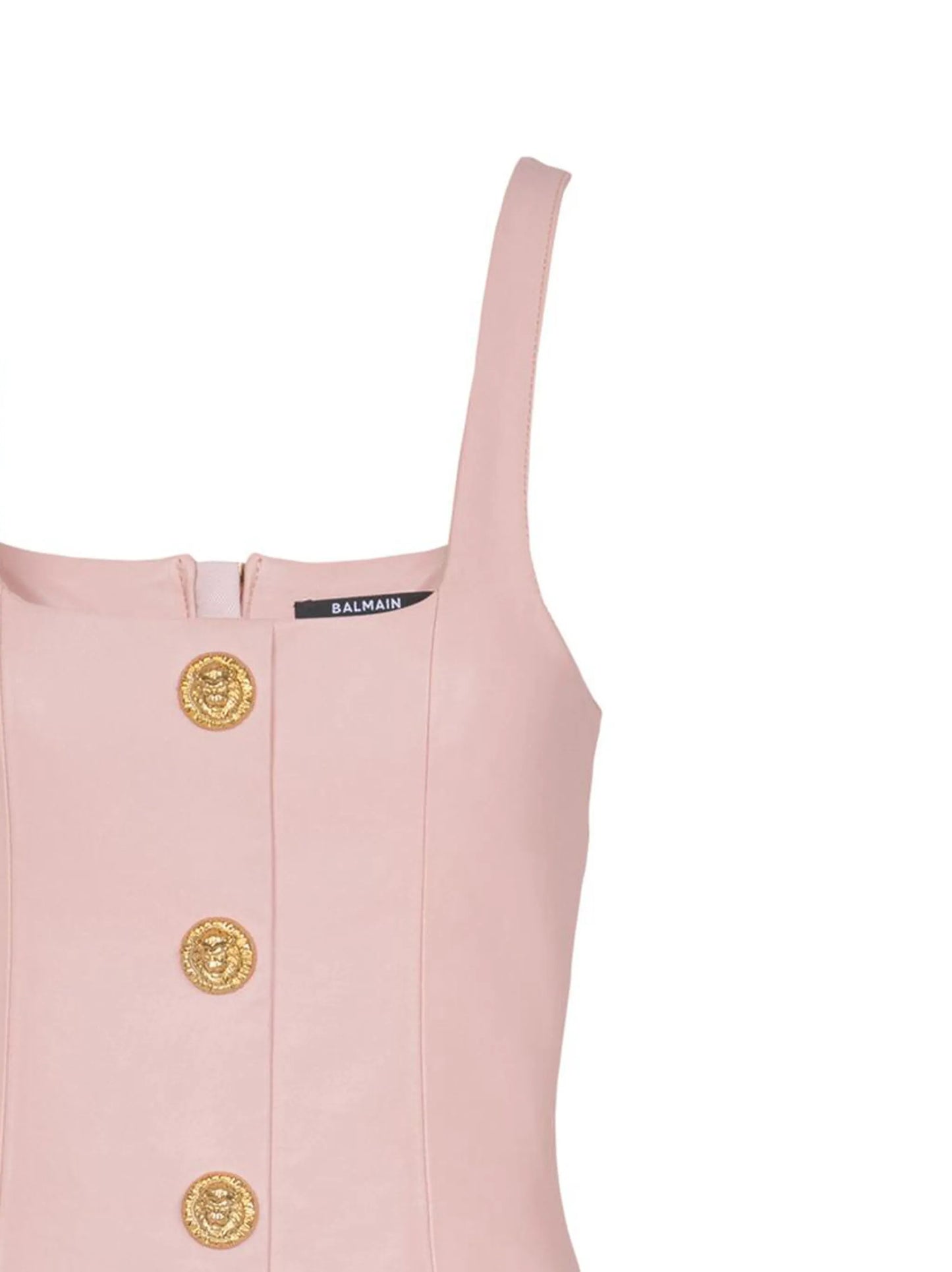 button-embellished leather mini dress