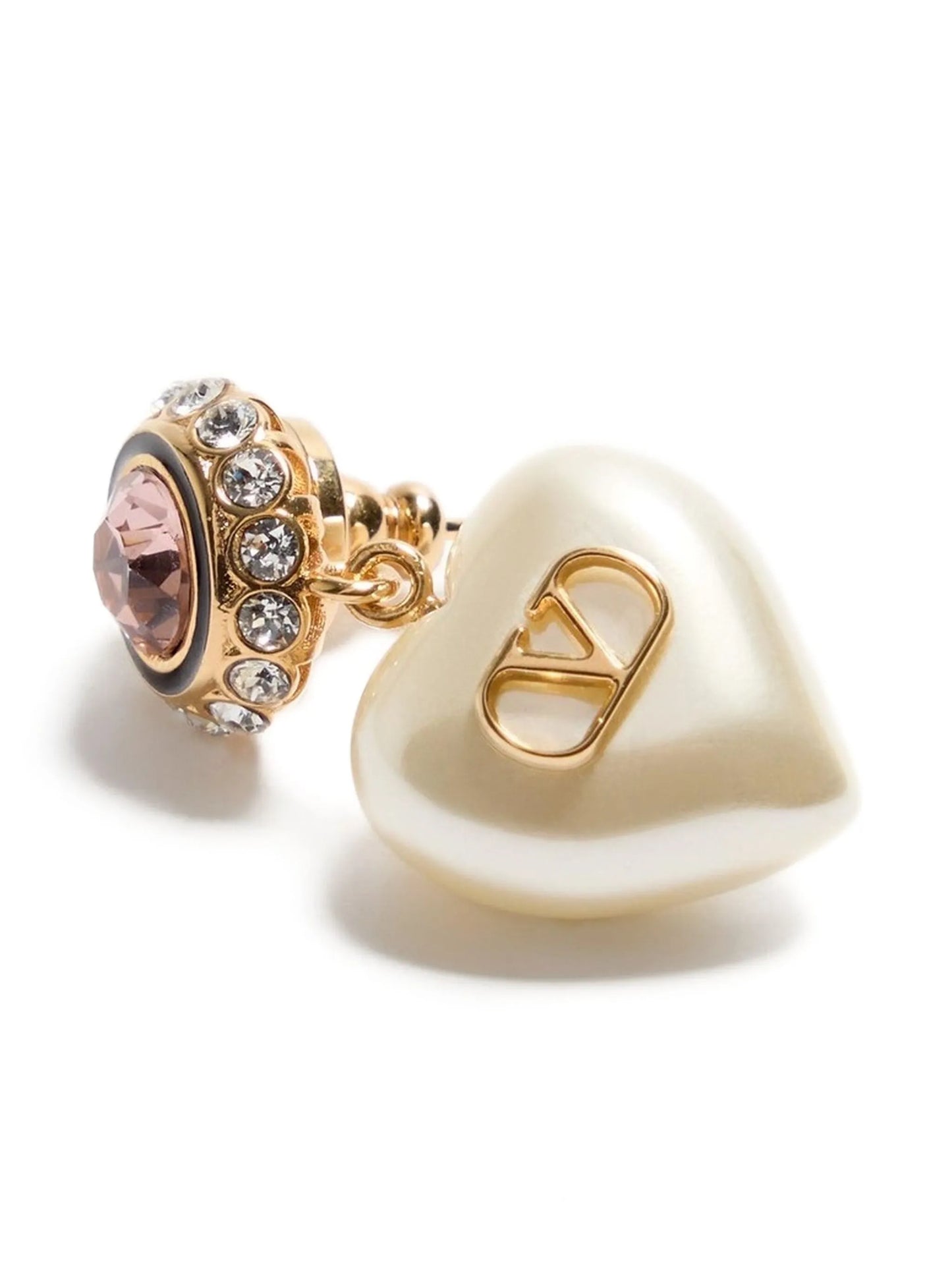 v-logo signature heart-pendant earrings