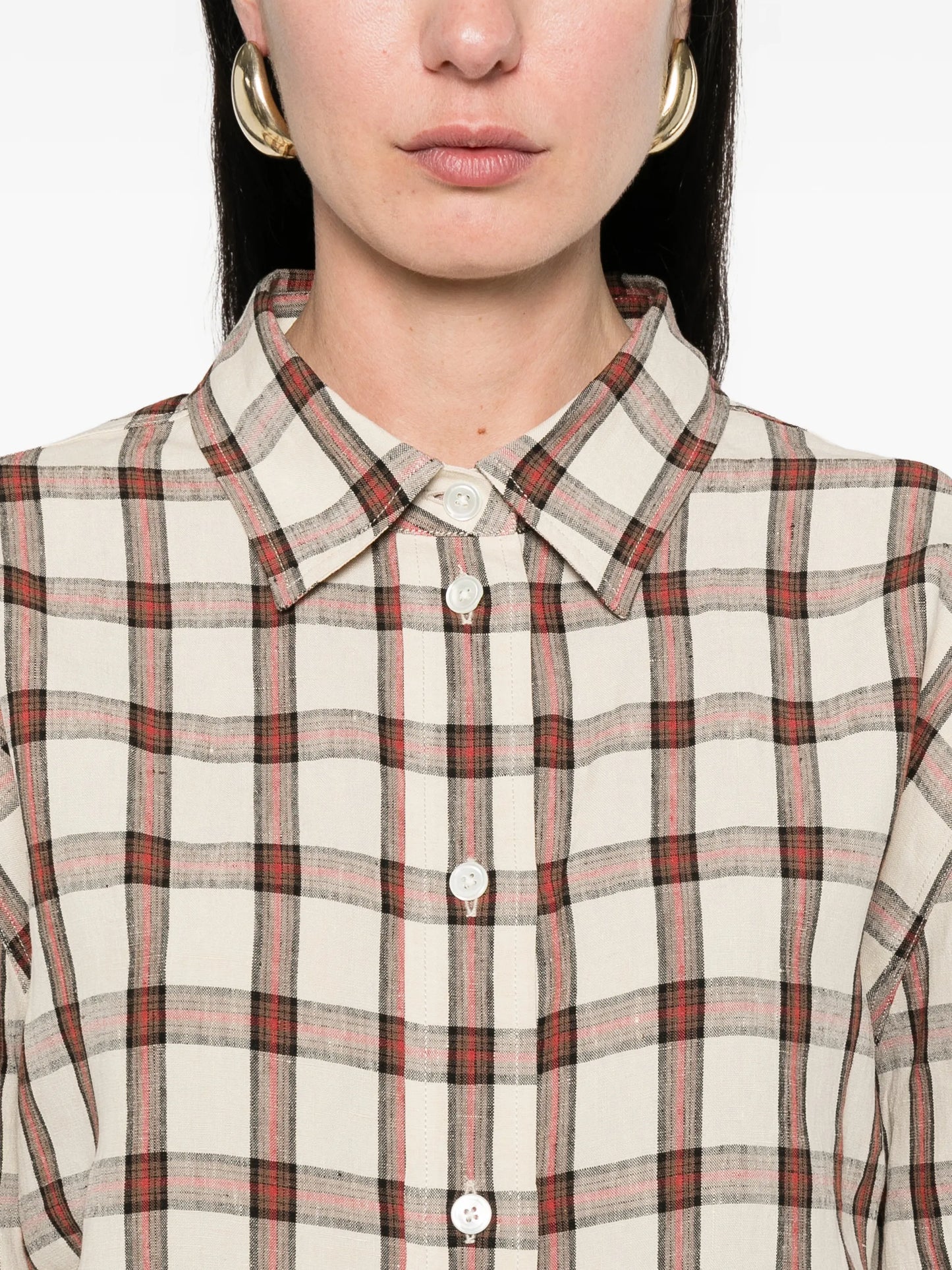 check-pattern oversized shirt
