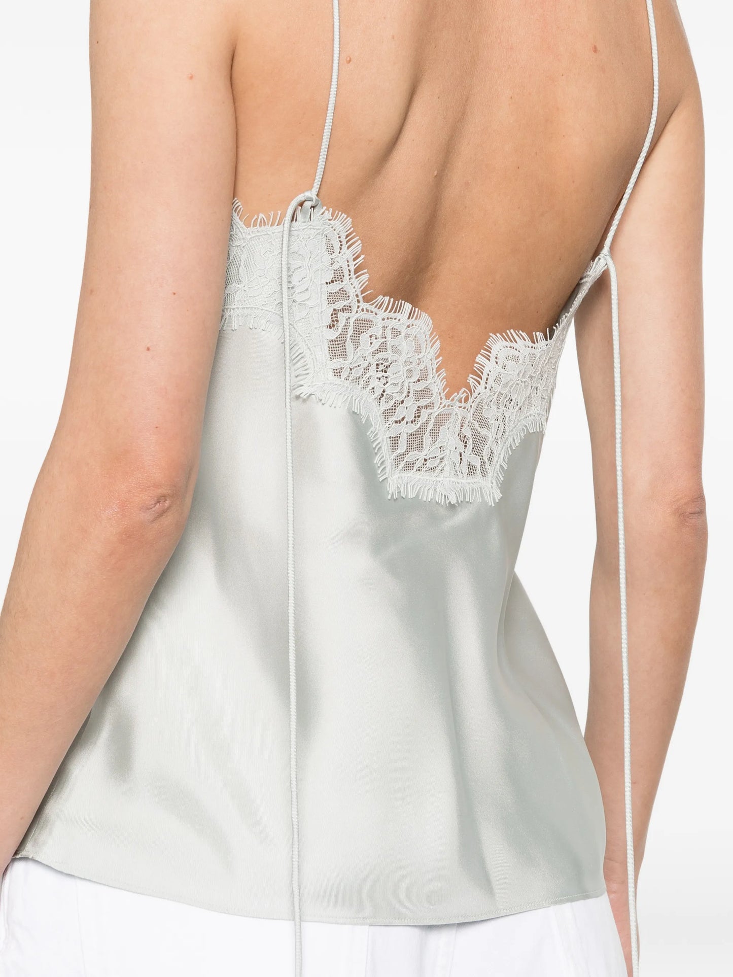 lace-trim silk top