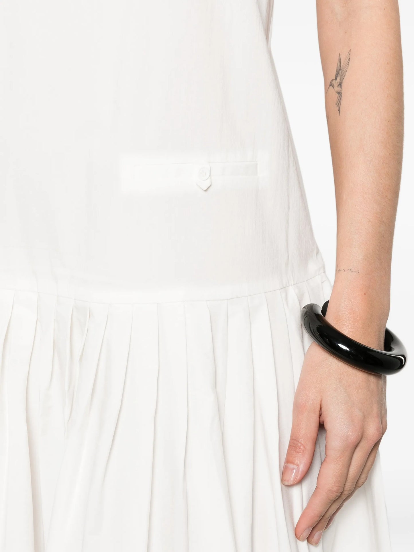 pleated midi dress
