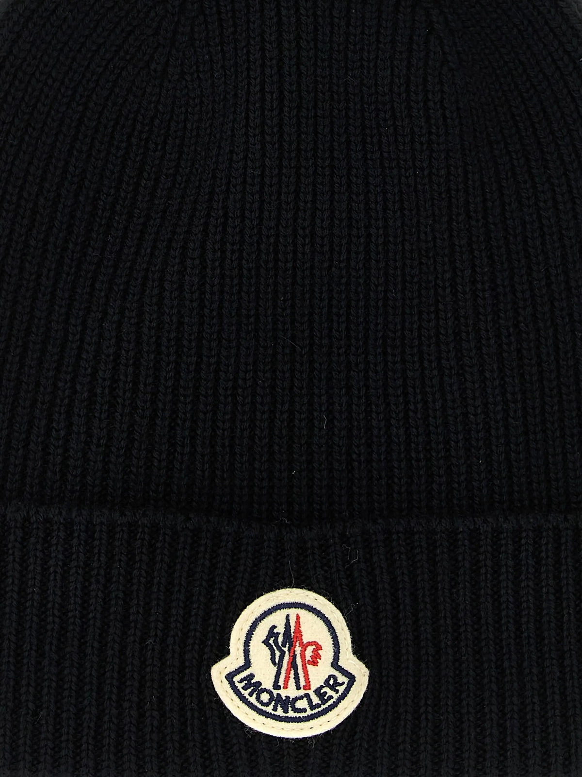 logo-patch ribbed-knit beanie hat