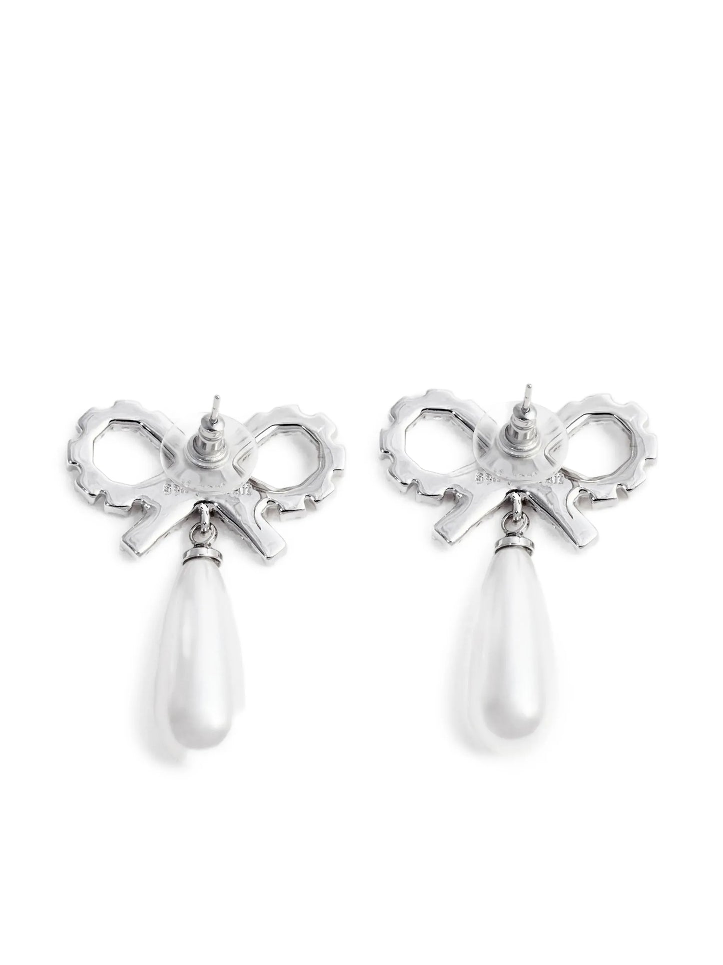 bow pearl-embellishment earrings