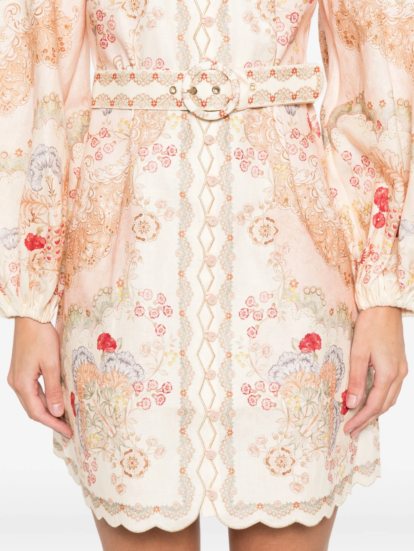 floral-print scalloped-hem mini dress