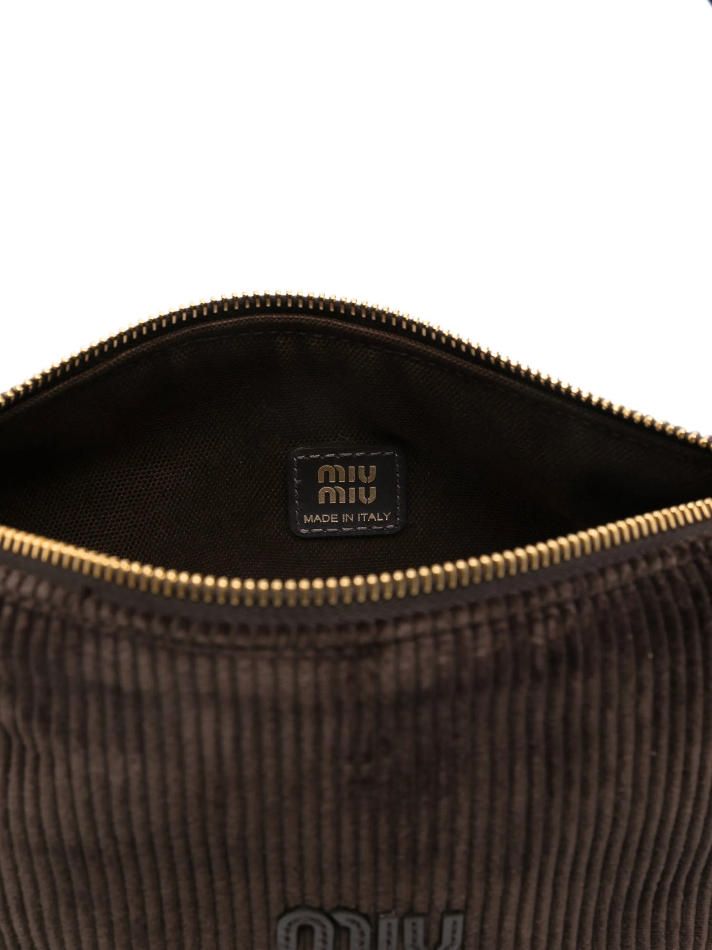 corduroy logo shoulder bag