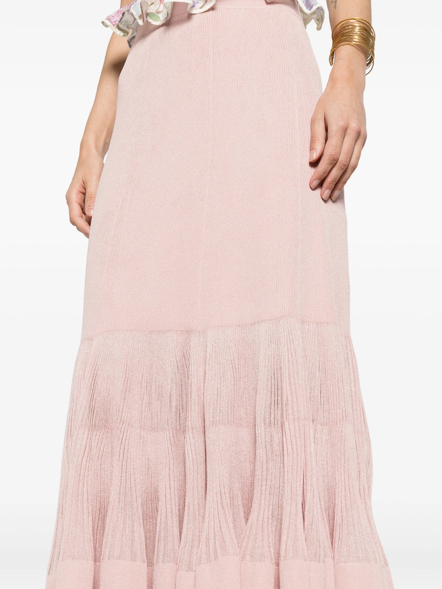 Luna pleated frill midi skirt