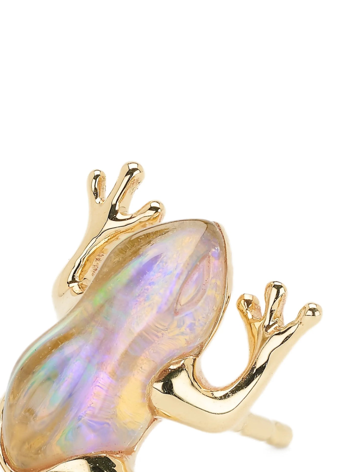 mini frog stud opal and quartz earring